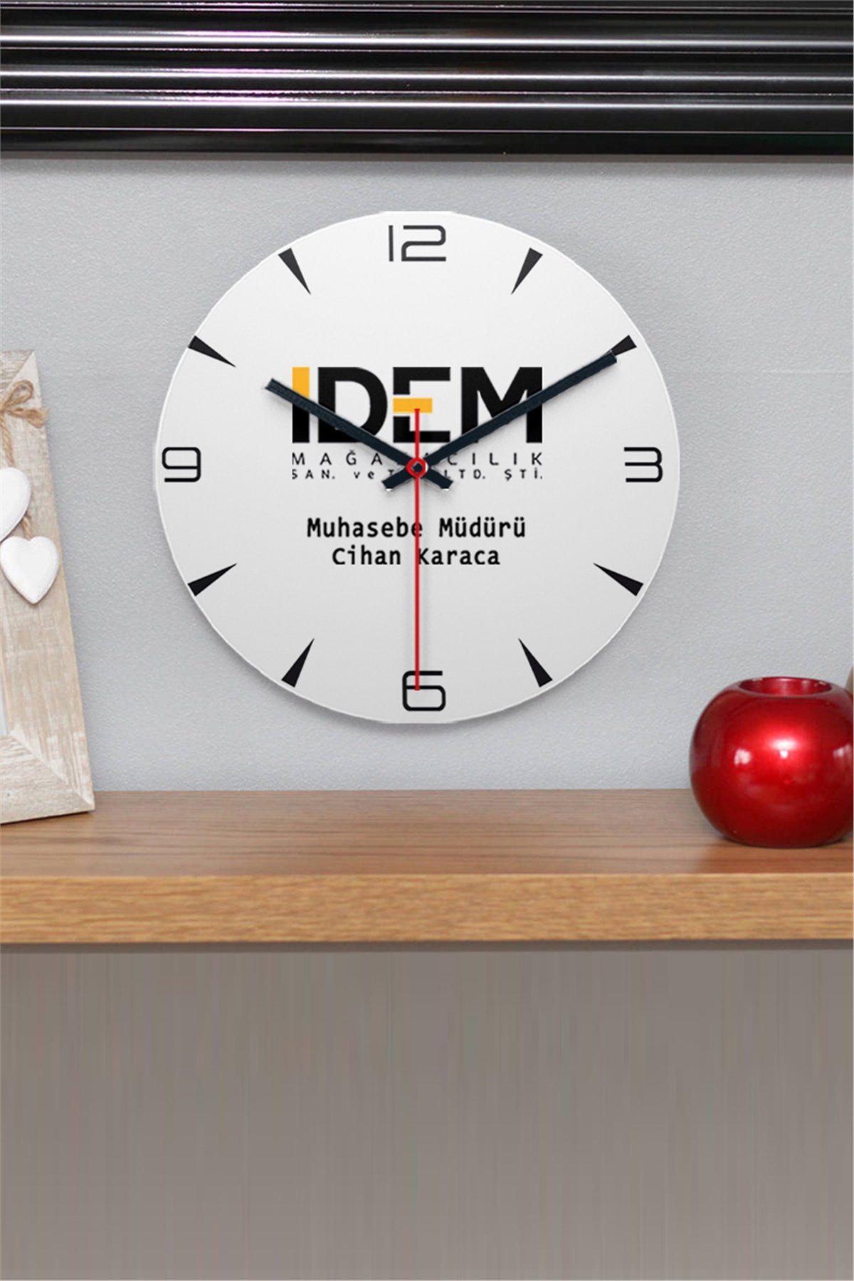 Logolu Ahşap Duvar Saati