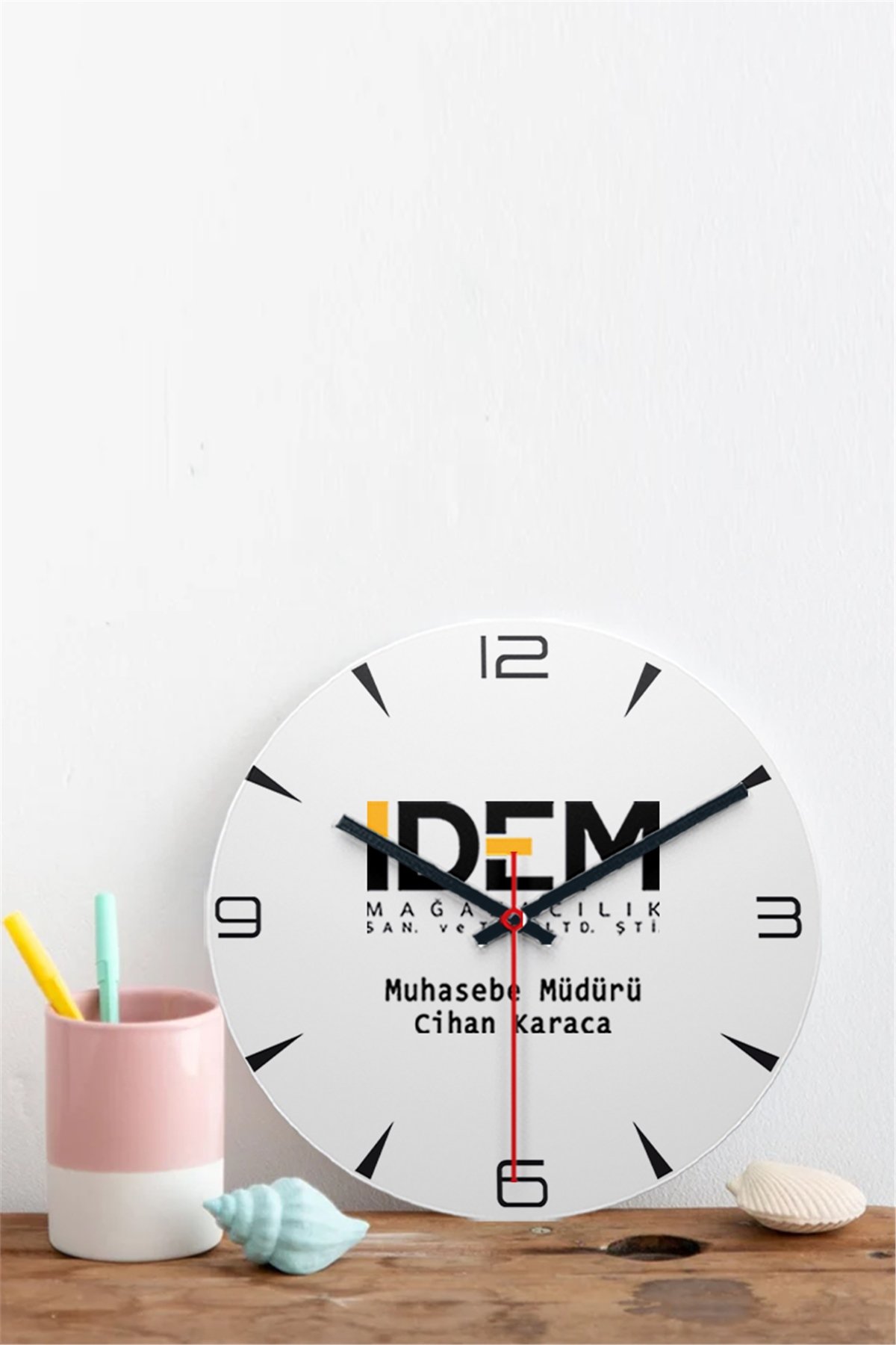 Logolu Ahşap Duvar Saati