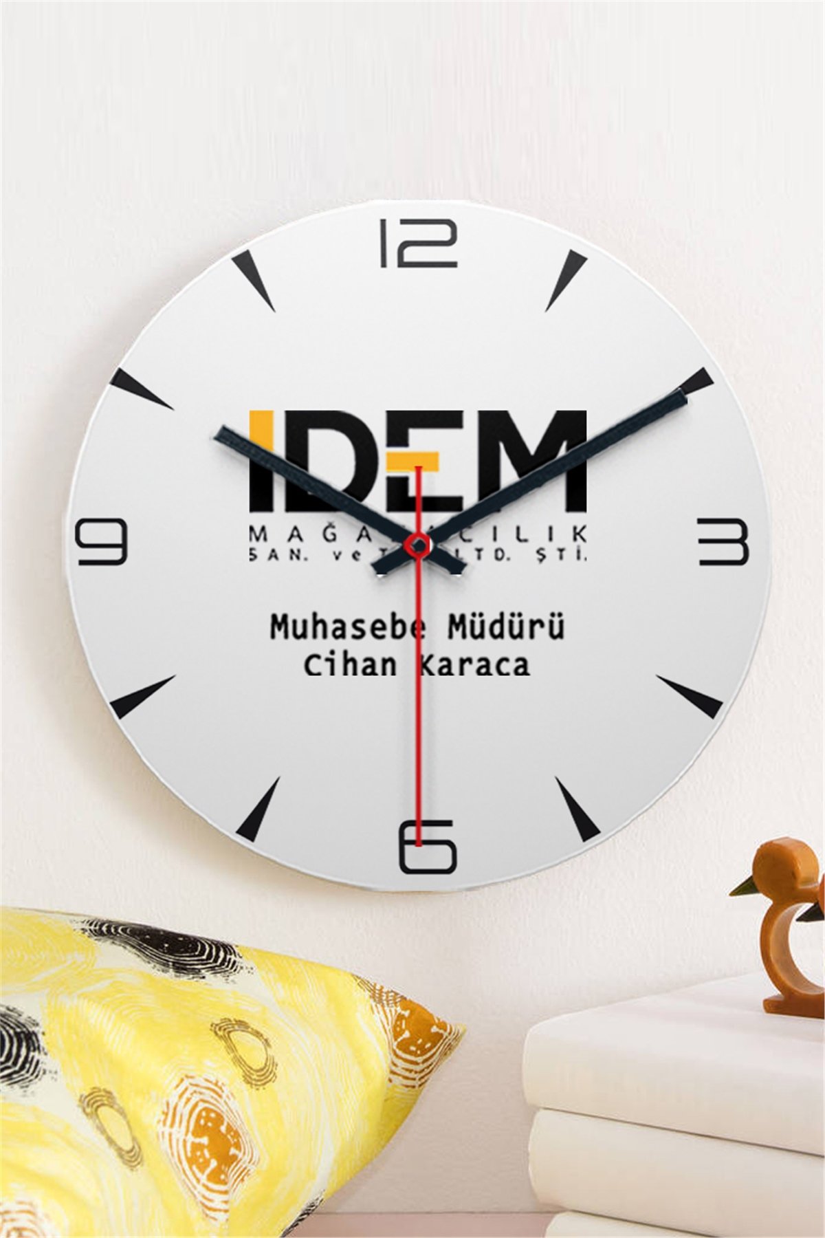 Logolu Ahşap Duvar Saati