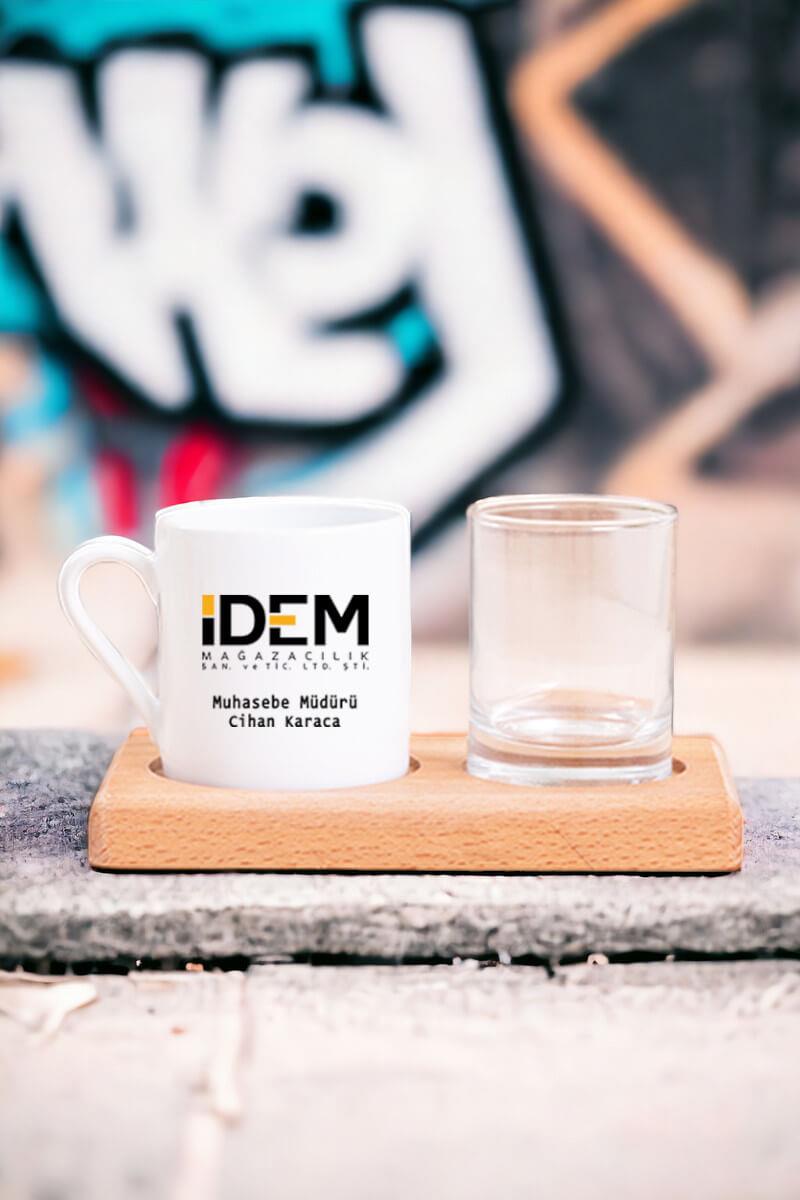 Logolu Ahşap Sunumlu Türk Kahvesi Fincanı