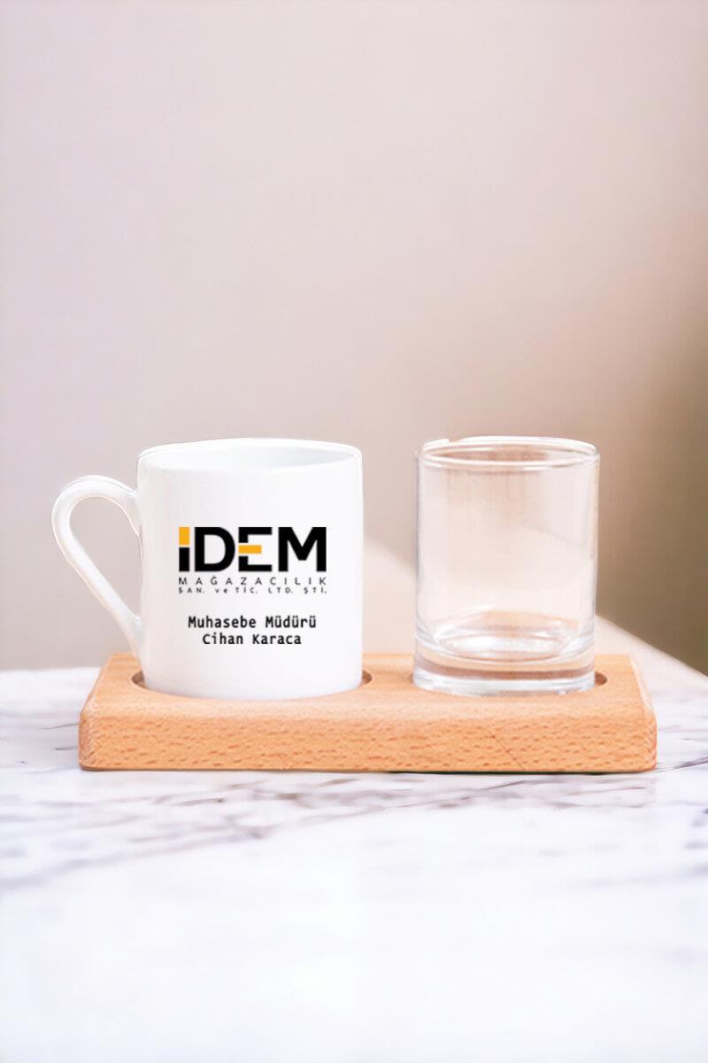 Logolu Ahşap Sunumlu Türk Kahvesi Fincanı