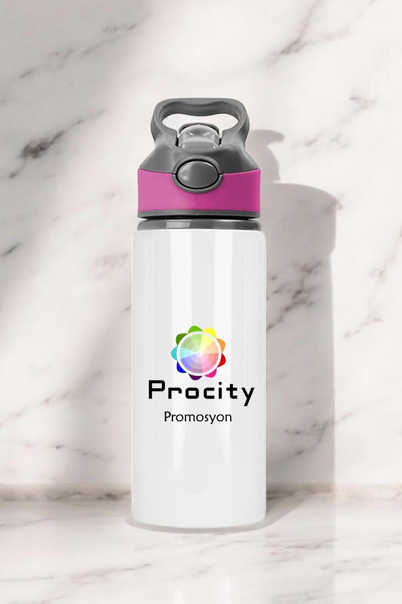 Firmalara Özel Kurumsal Logo Baskılı Pipetli Su Matarası