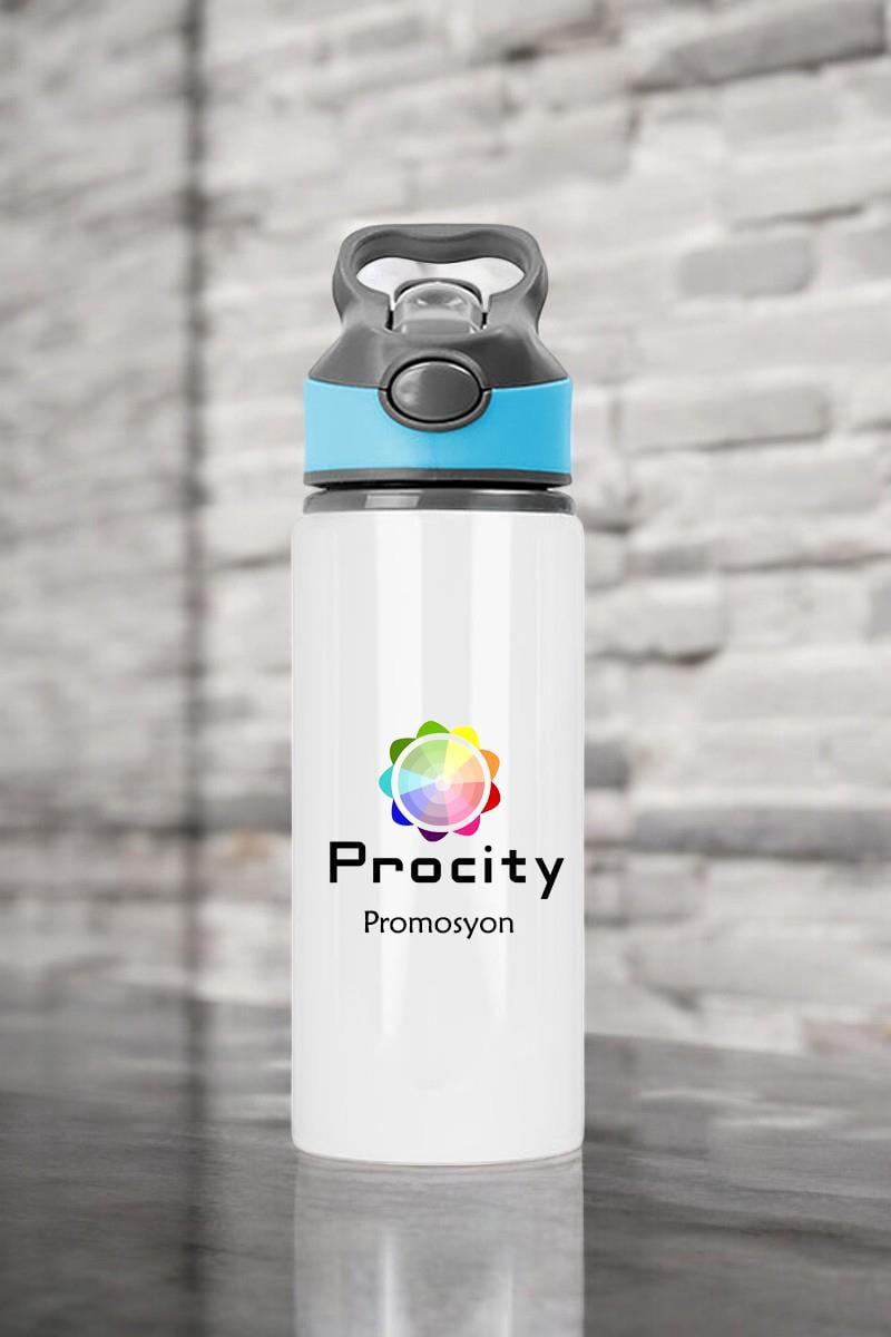 Firmalara Özel Kurumsal Logo Baskılı Pipetli Su Matarası