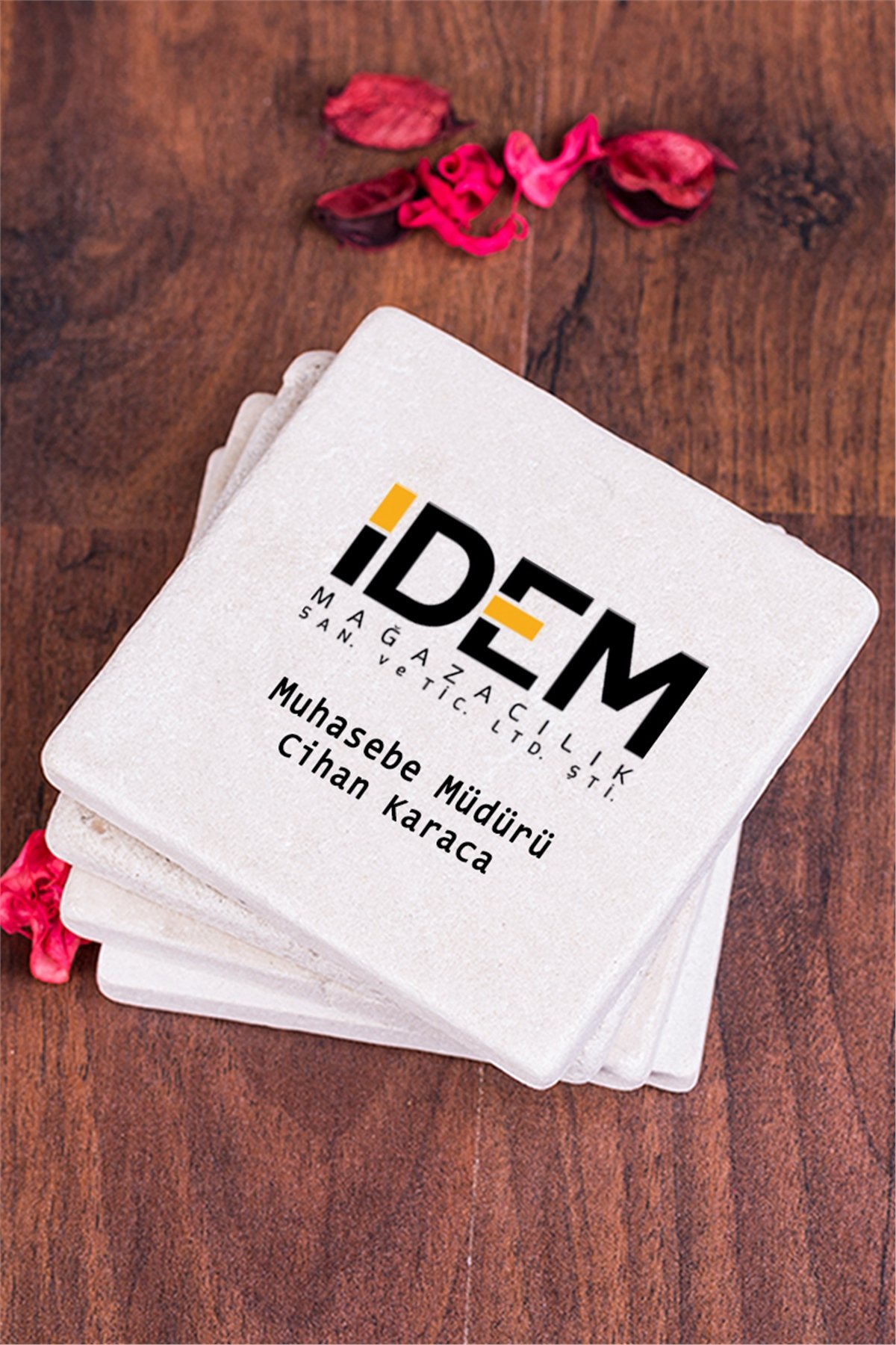 Logolu Taş Bardak Altlığı