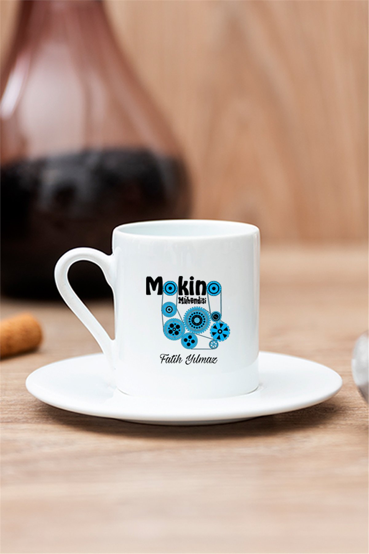 Makine Mühendisi Beyaz Türk Kahvesi Fincanı