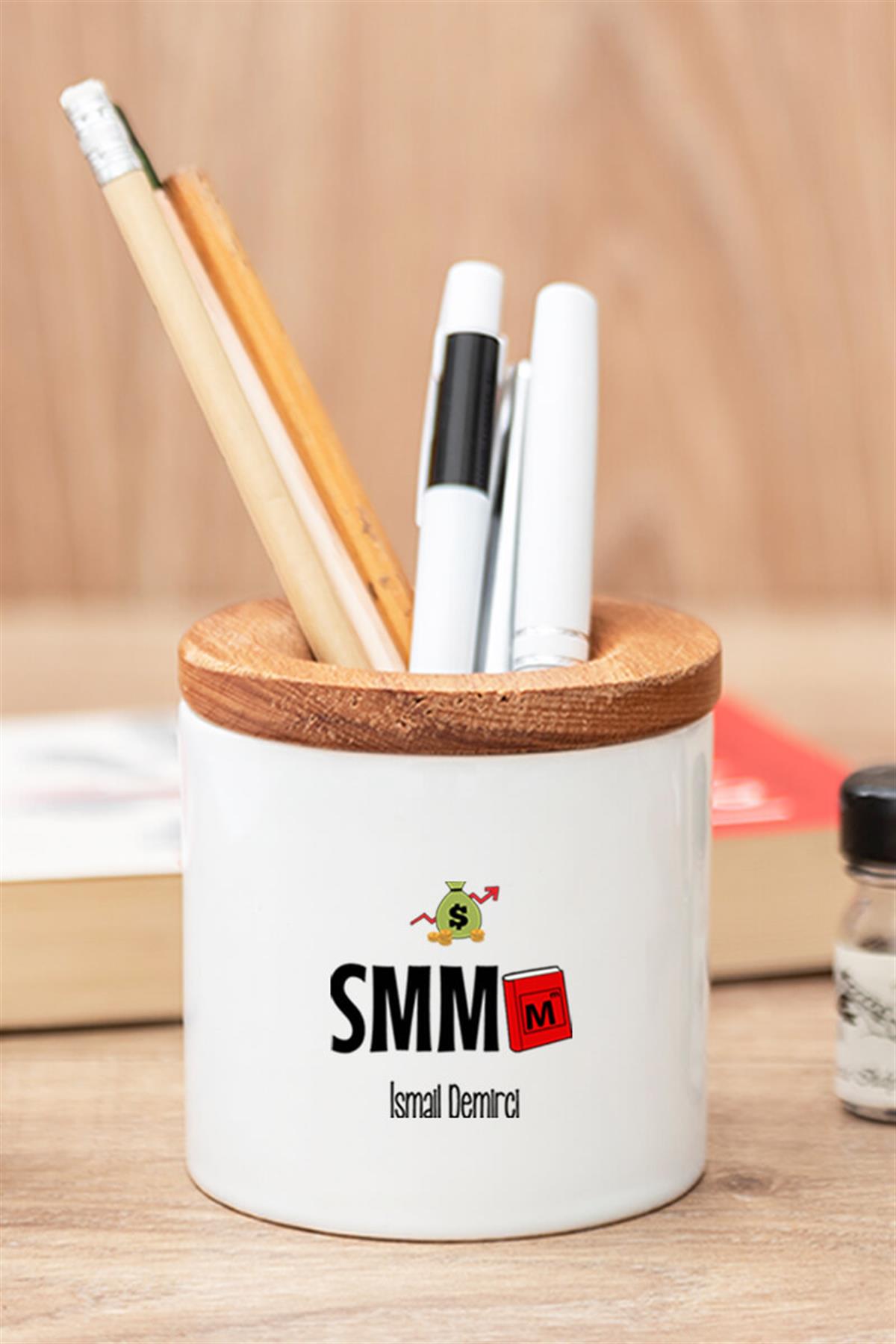 Mali Müşavire Hediye Seti Ahşap Altlıklı Fincan ve Kalemlik