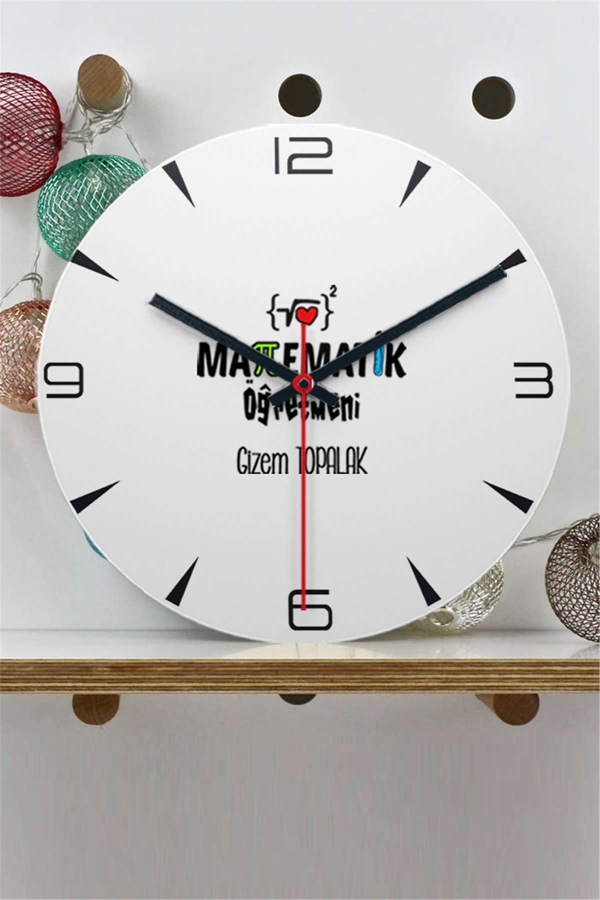 Matematik Öğretmeni Ahşap Duvar Saati