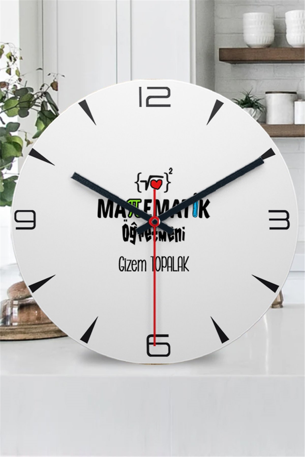 Matematik Öğretmeni Ahşap Duvar Saati