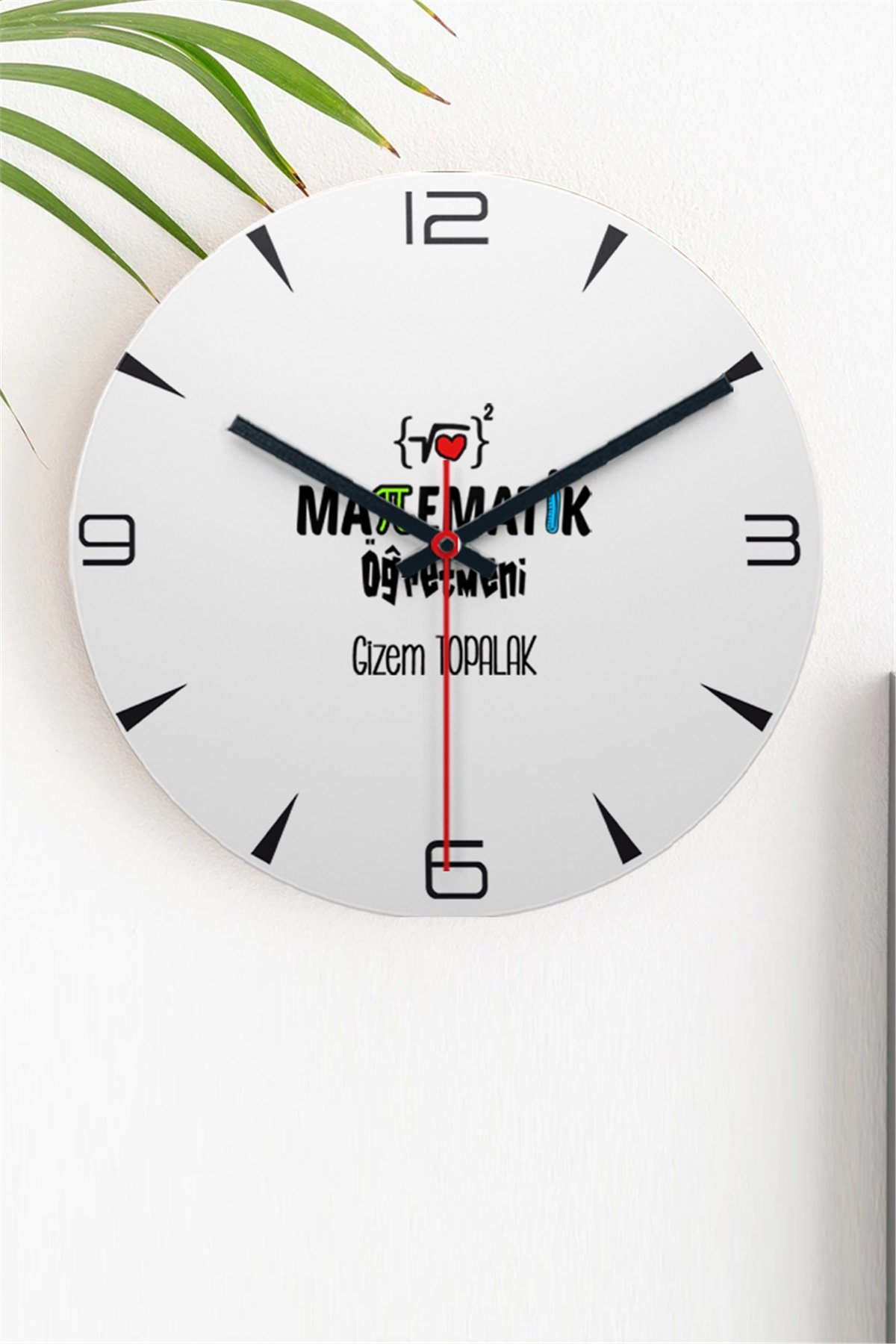 Matematik Öğretmeni Ahşap Duvar Saati