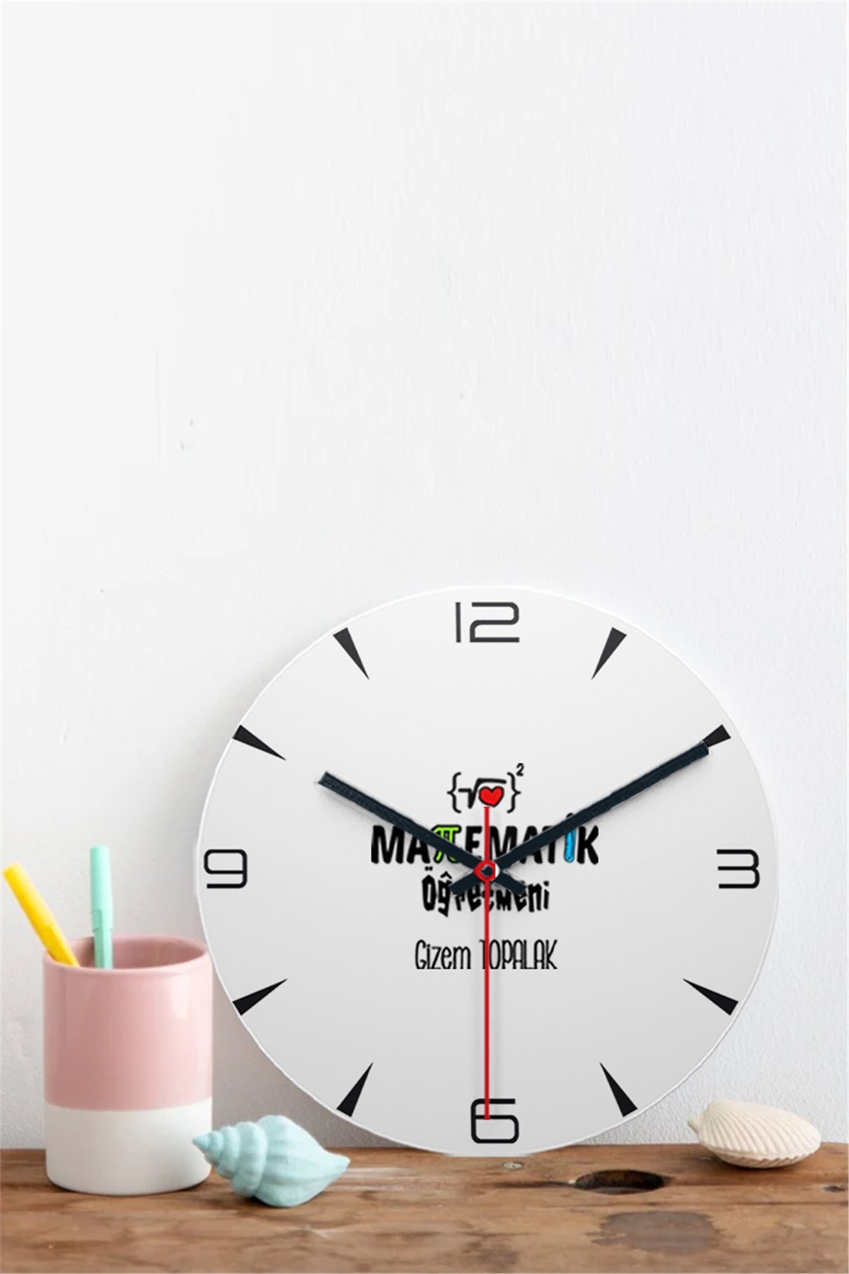 Matematik Öğretmeni Ahşap Duvar Saati