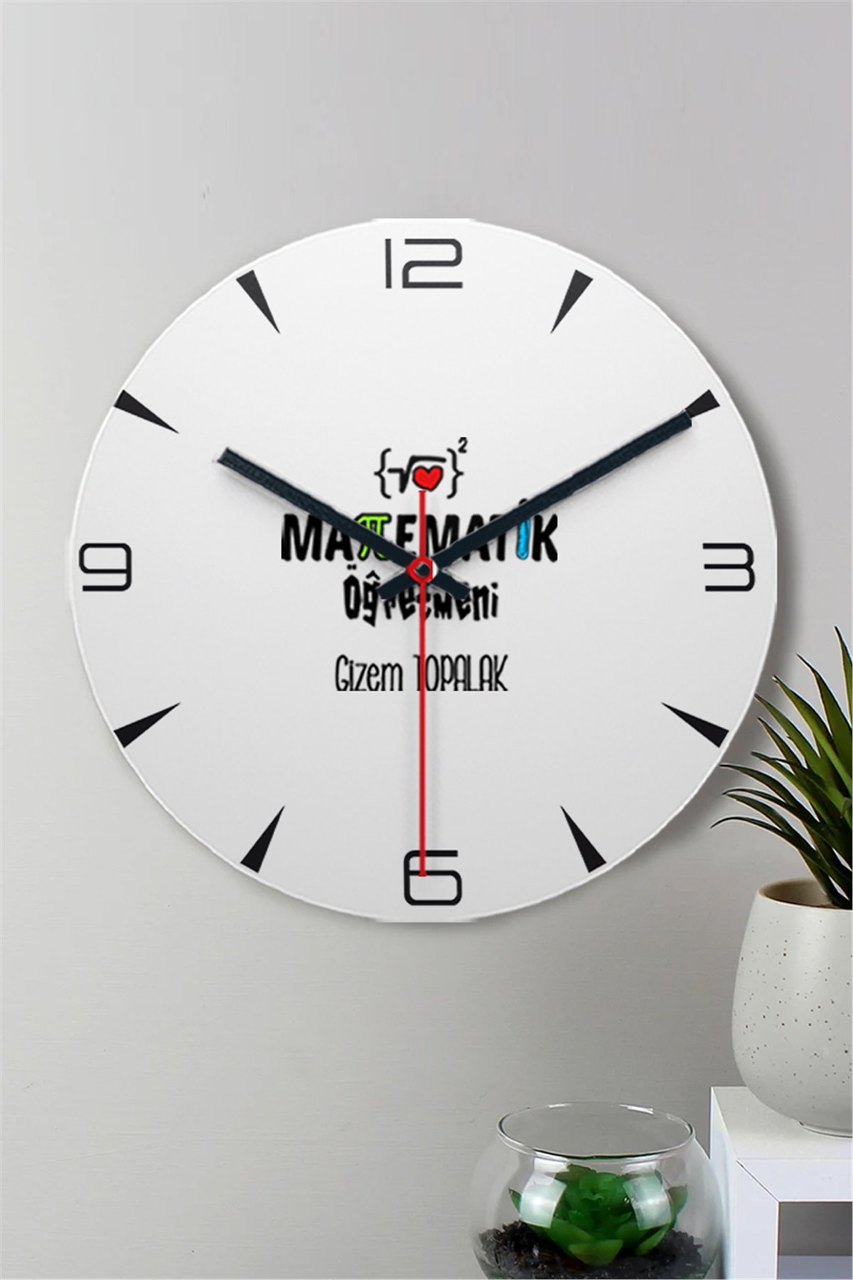 Matematik Öğretmeni Ahşap Duvar Saati