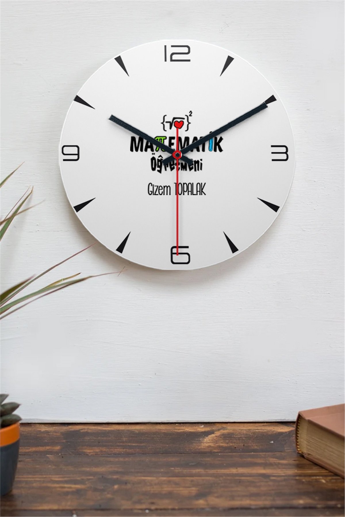 Matematik Öğretmeni Ahşap Duvar Saati