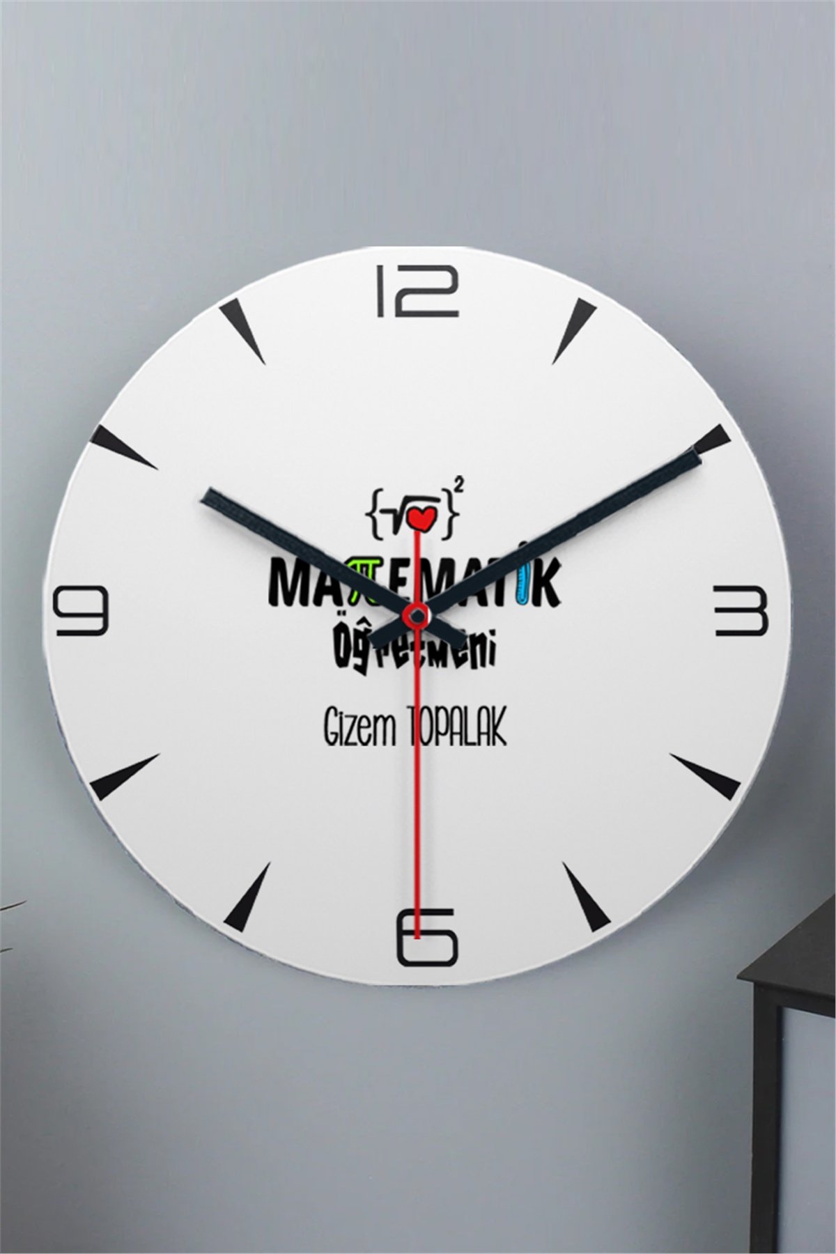 Matematik Öğretmeni Ahşap Duvar Saati