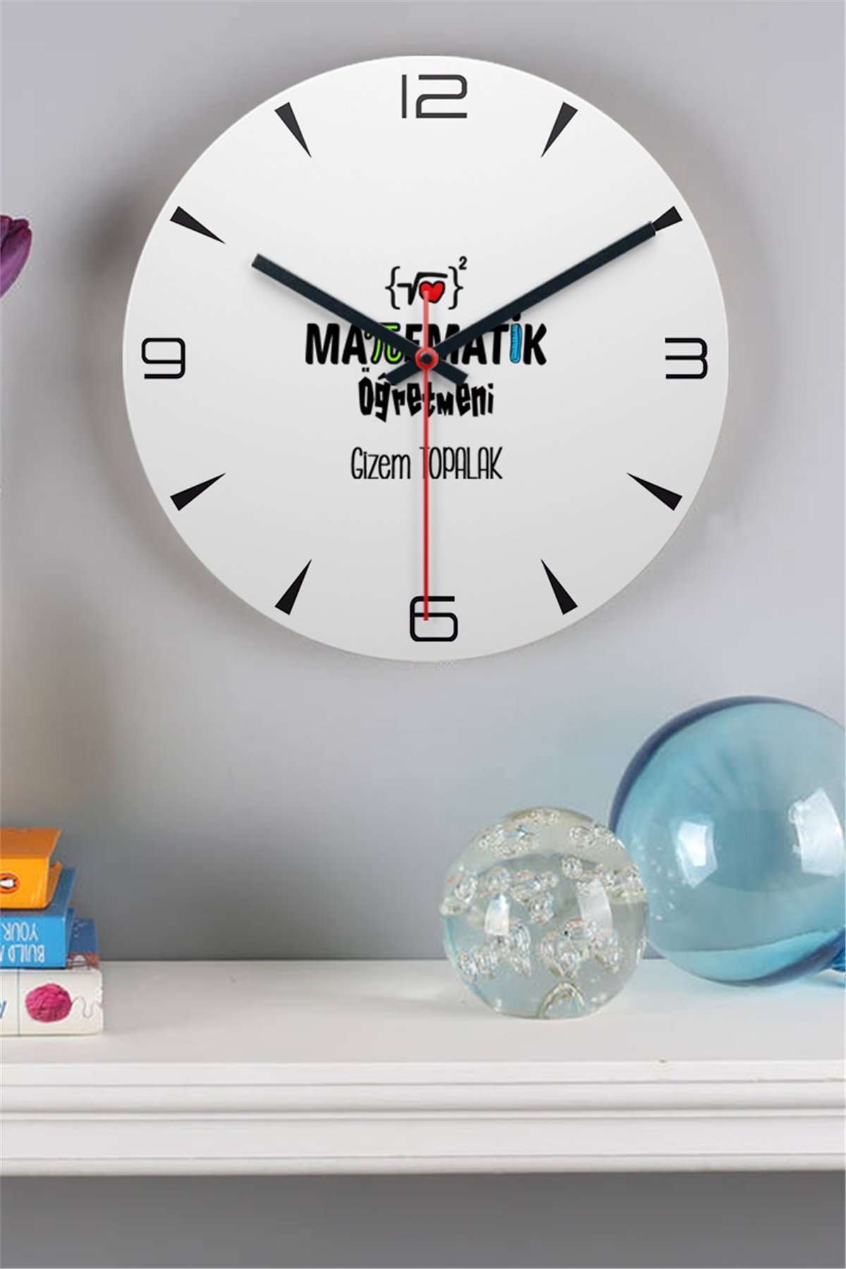 Matematik Öğretmeni Ahşap Duvar Saati
