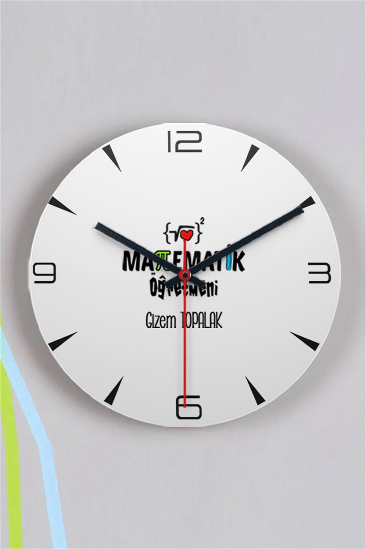 Matematik Öğretmeni Ahşap Duvar Saati