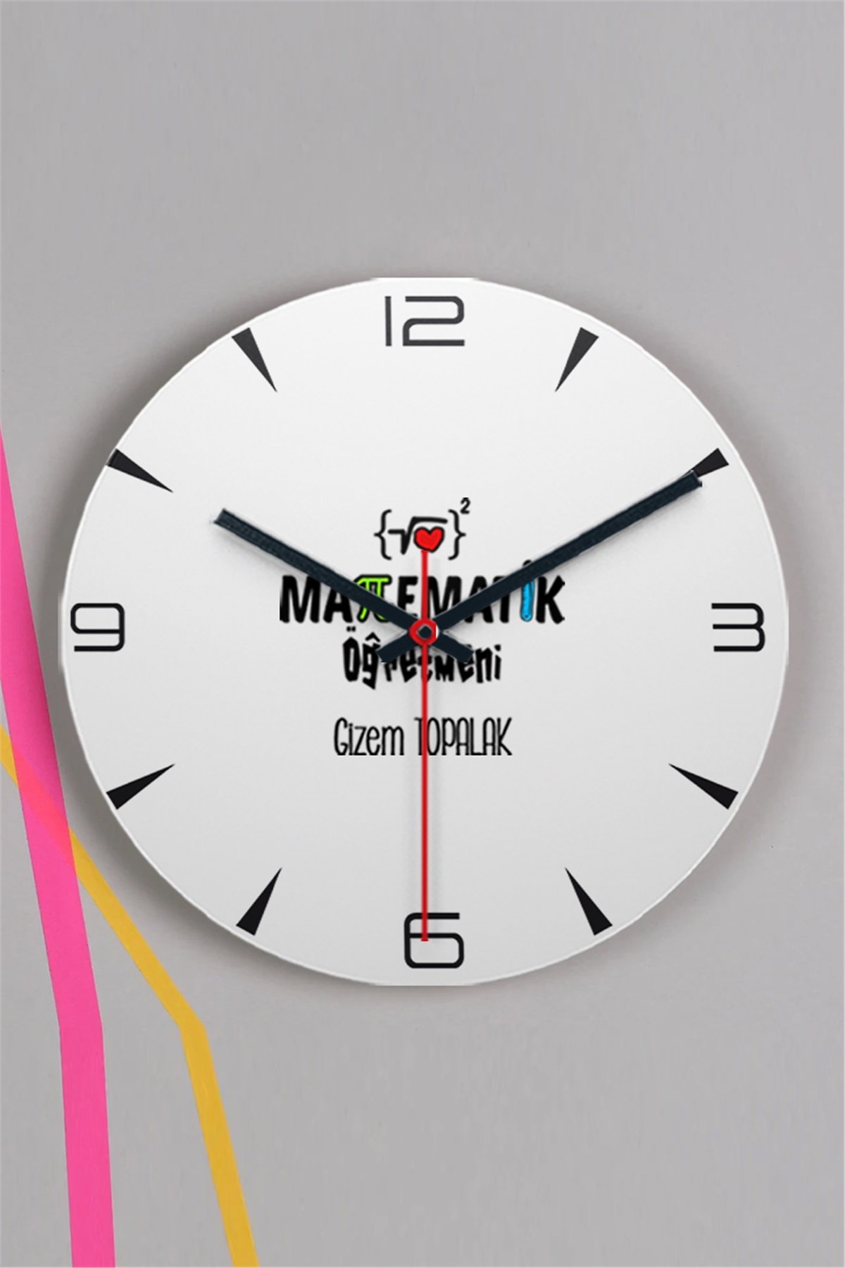 Matematik Öğretmeni Ahşap Duvar Saati