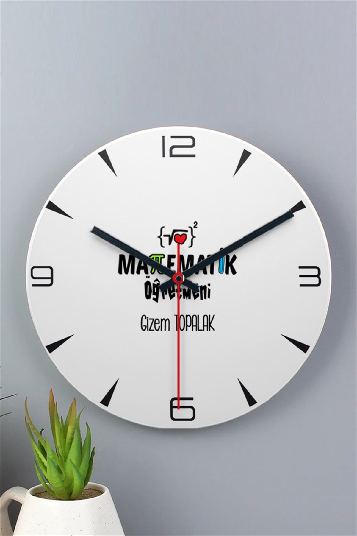 Matematik Öğretmeni Ahşap Duvar Saati