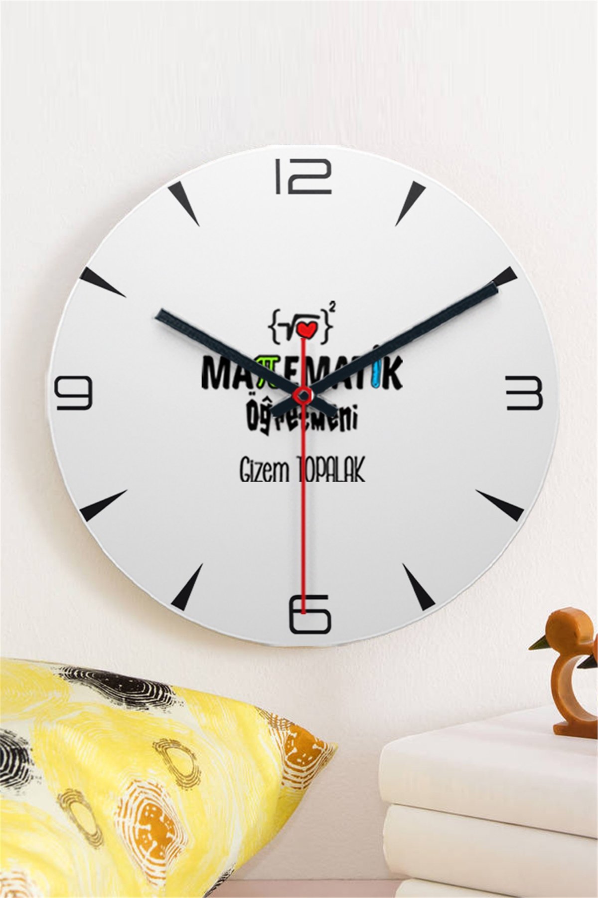 Matematik Öğretmeni Ahşap Duvar Saati