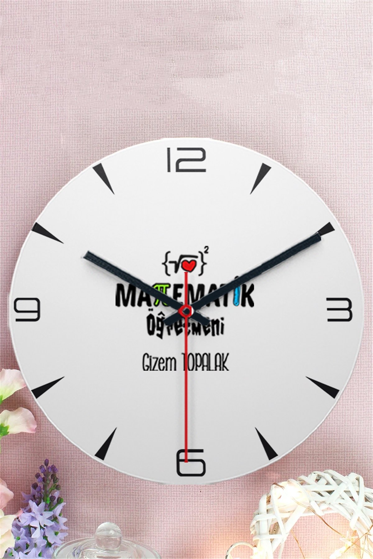 Matematik Öğretmeni Ahşap Duvar Saati