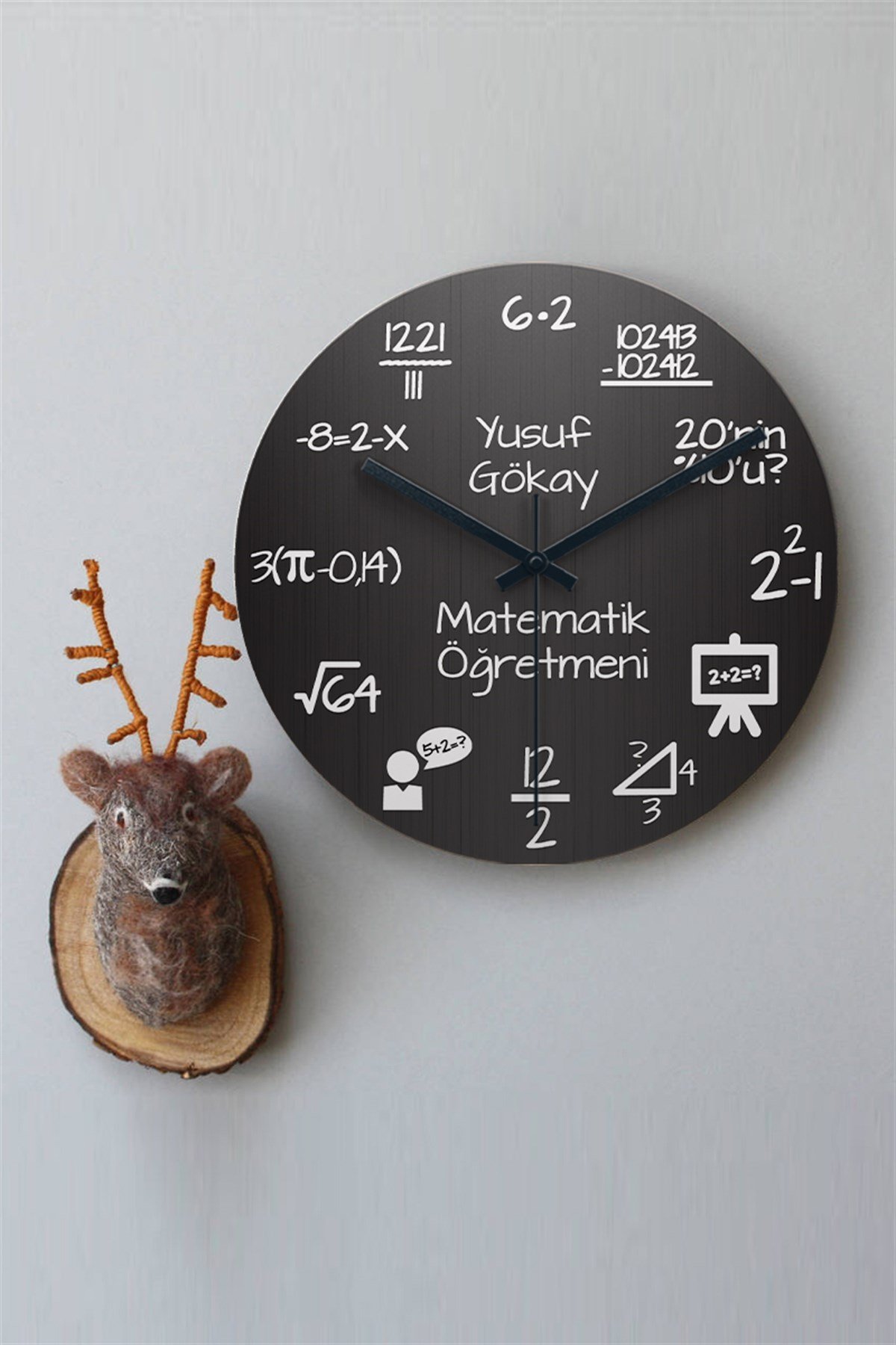 Matematik Temalı Ahşap Duvar Saati