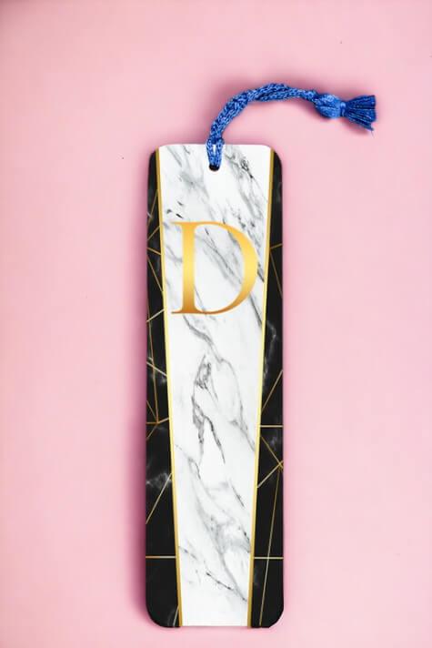 Mermer Tasarım Gold Baş Harfli Metal Kitap Ayracı