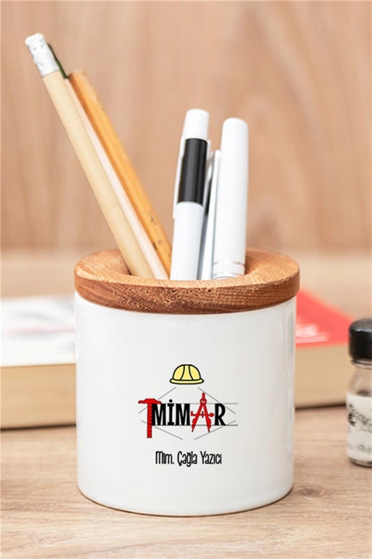 Mimara Hediye Seti Ahşap Altlıklı Fincan ve Kalemlik