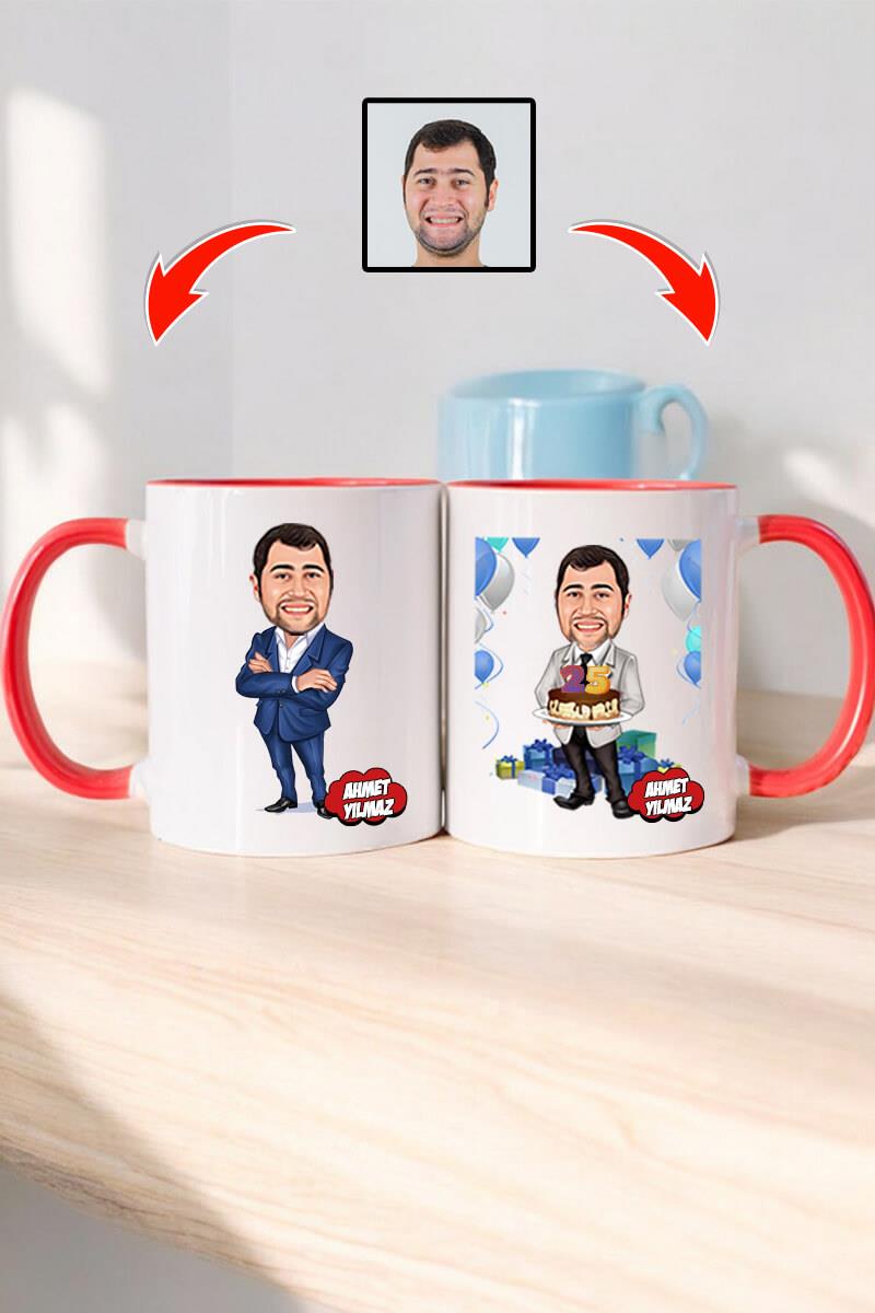 Müdüre Doğum Günü Hediyesi Erkek Müdür Karikatürlü Kupa Bardak