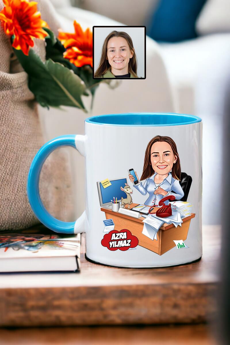 Muhasebeciye Hediye Kadın Muhasebeci Karikatürlü Kupa Bardak