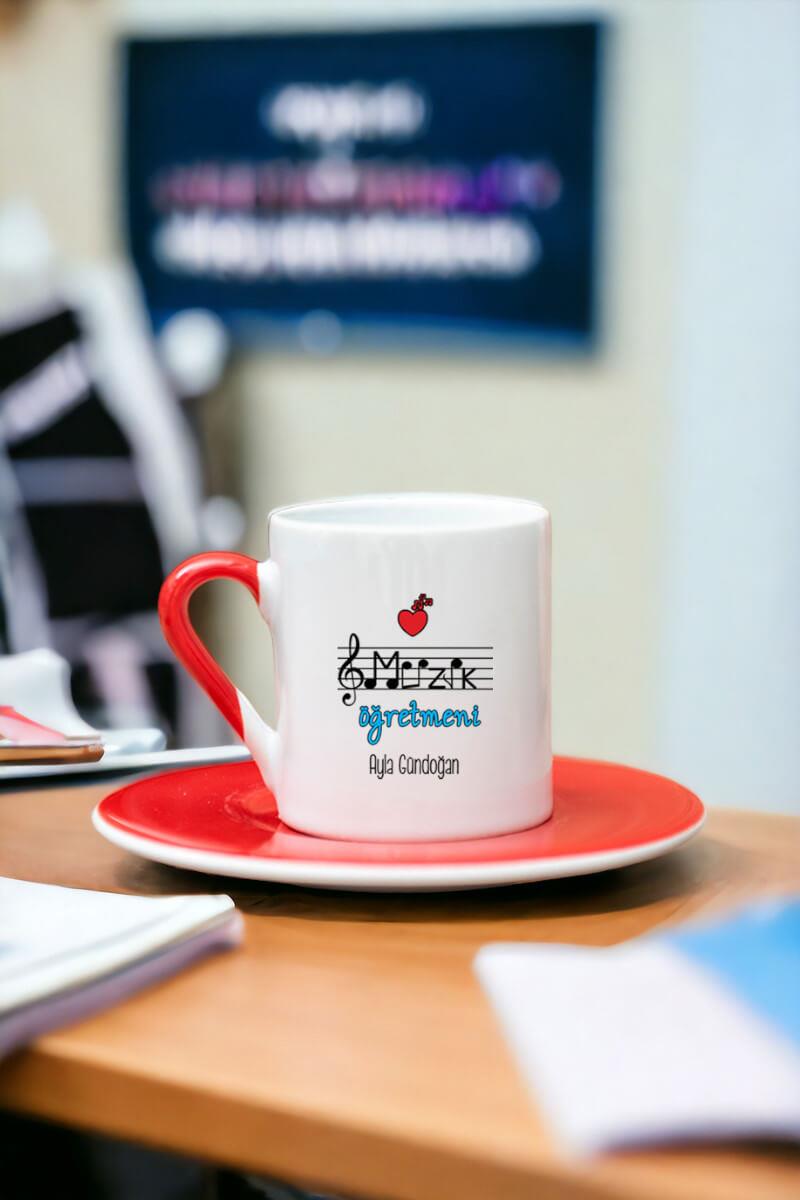 Müzik Öğretmeni Renkli Türk Kahvesi Fincanı