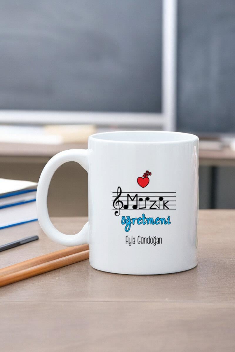 Müzik Öğretmenine Hediye Beyaz Kupa Bardak