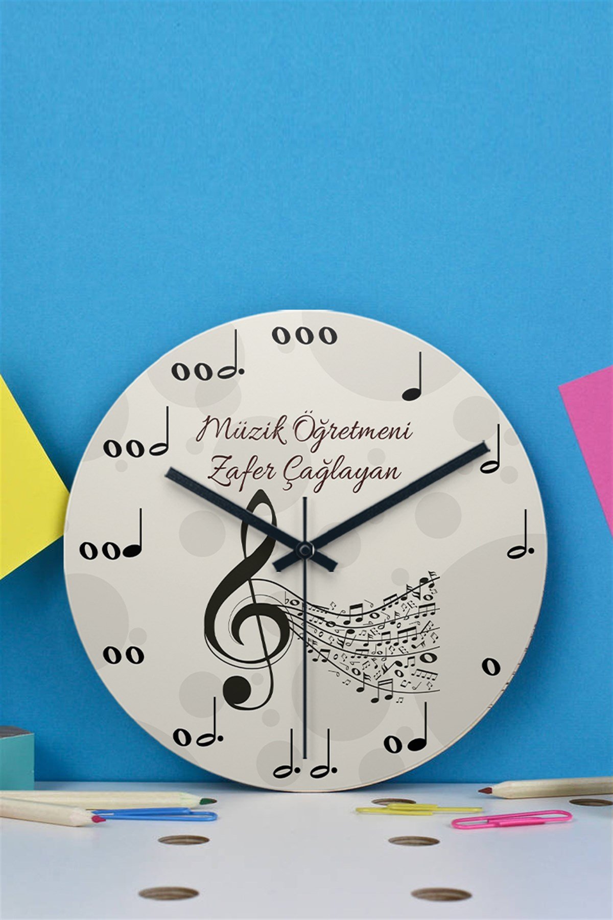 Müzik Temalı Ahşap Duvar Saati