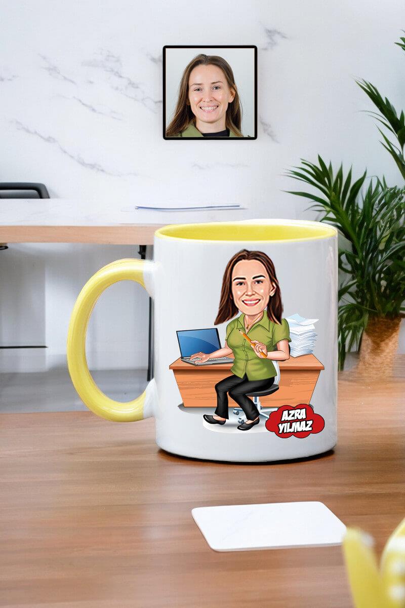Ofis Arkadaşına Hediye Kişiye Özel Ofis Karikatürlü Kupa Bardak