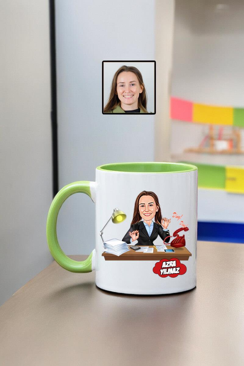 Ofis Hediyesi Kadın Temalı Kişiye Özel Ofis Karikatürlü Kupa