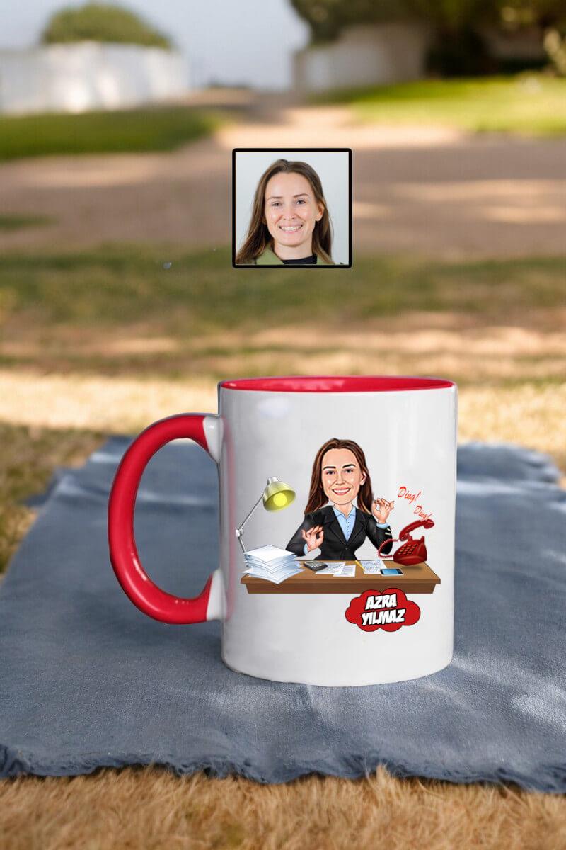 Ofis Hediyesi Kadın Temalı Kişiye Özel Ofis Karikatürlü Kupa