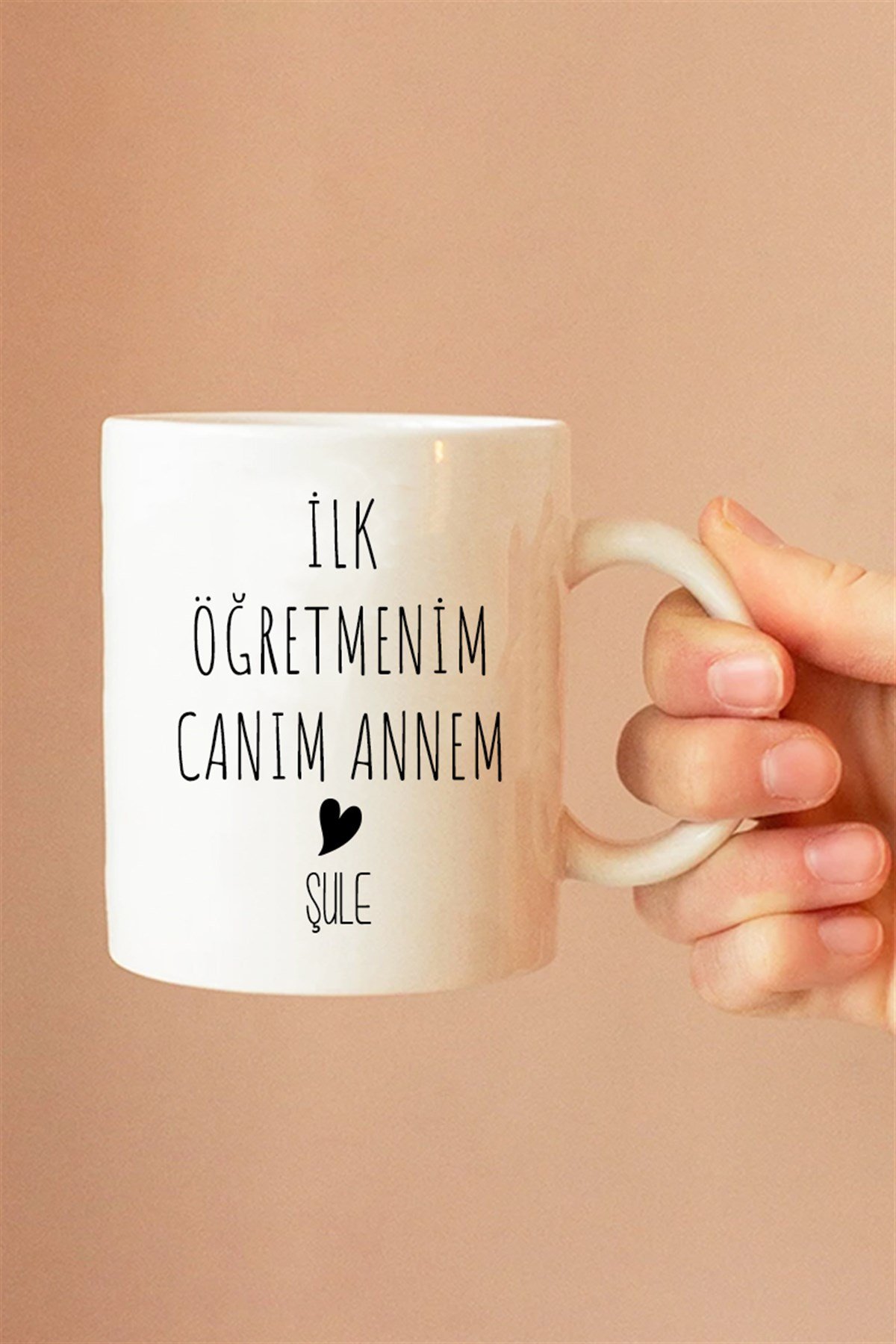 Öğretmen Anneye Hediye Beyaz Kupa Bardak