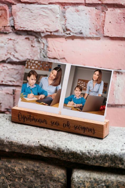 Öğretmene Anlamlı Hediye Fotoğraflı Ahşap Stand