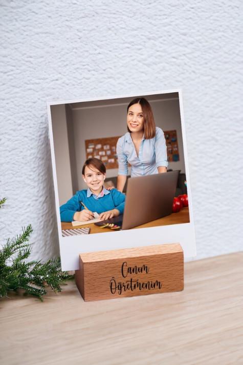 Öğretmene Hediye Ahşap Standlı Polaroid Fotoğraf Seti