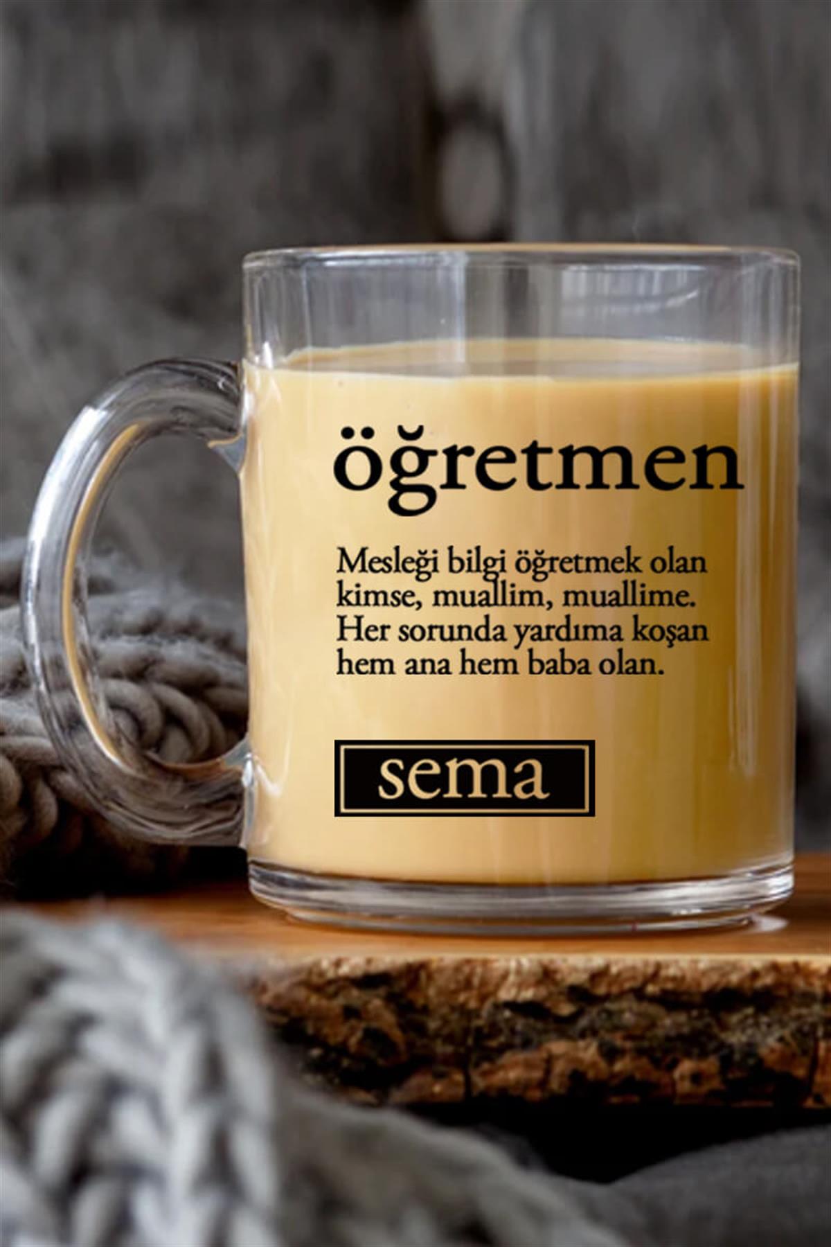 Öğretmene Hediye Öğretmen Kelime Anlamı Cam Kahve Kupası