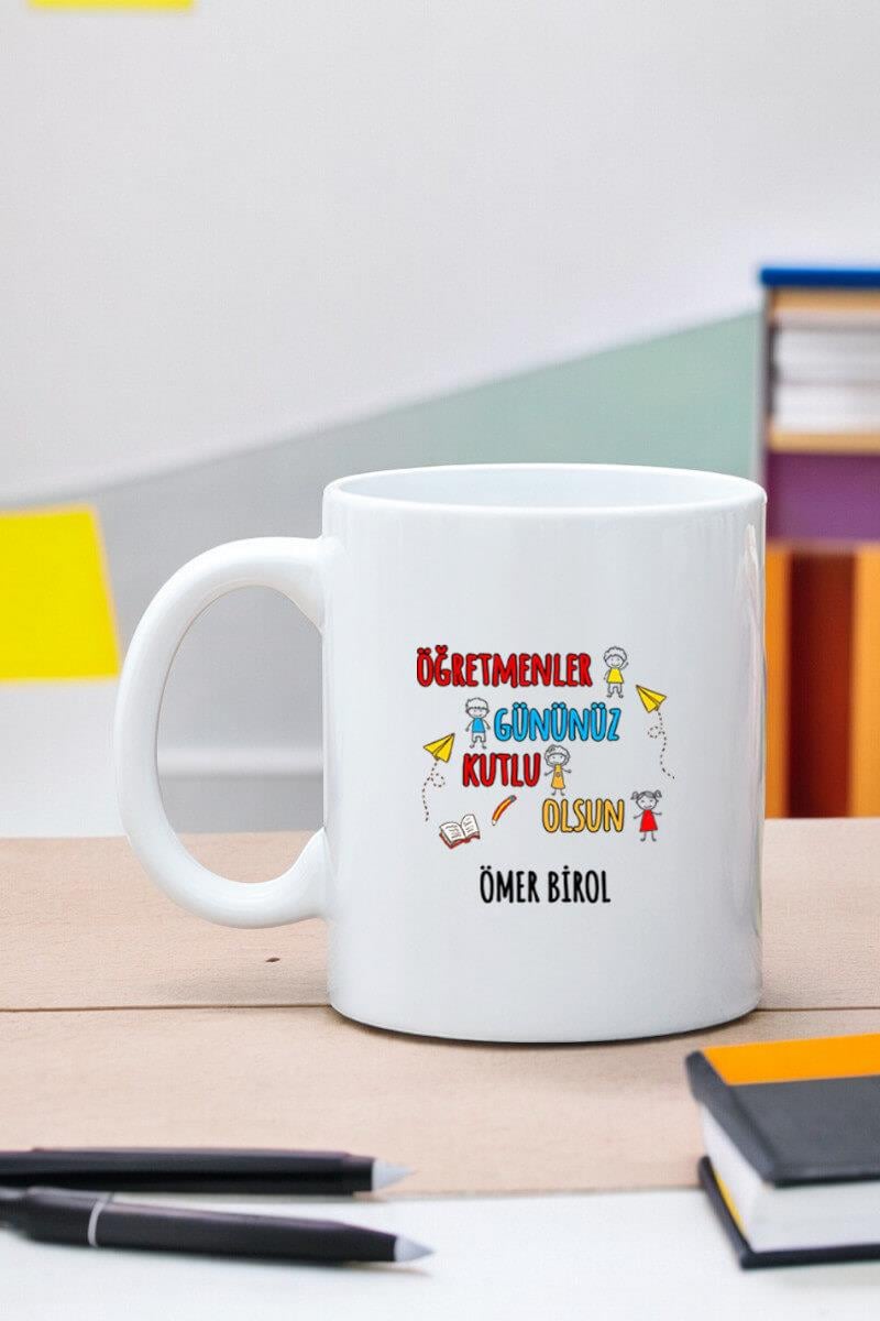 Öğretmenler Günü Hediyesi Mesajlı Beyaz Kupa Bardak