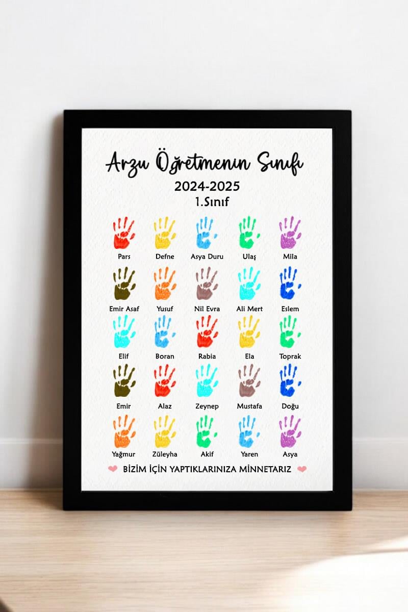 Öğretmenler Günü Hediyesi Öğretmen ve Öğrencileri İsimli Çerçeve