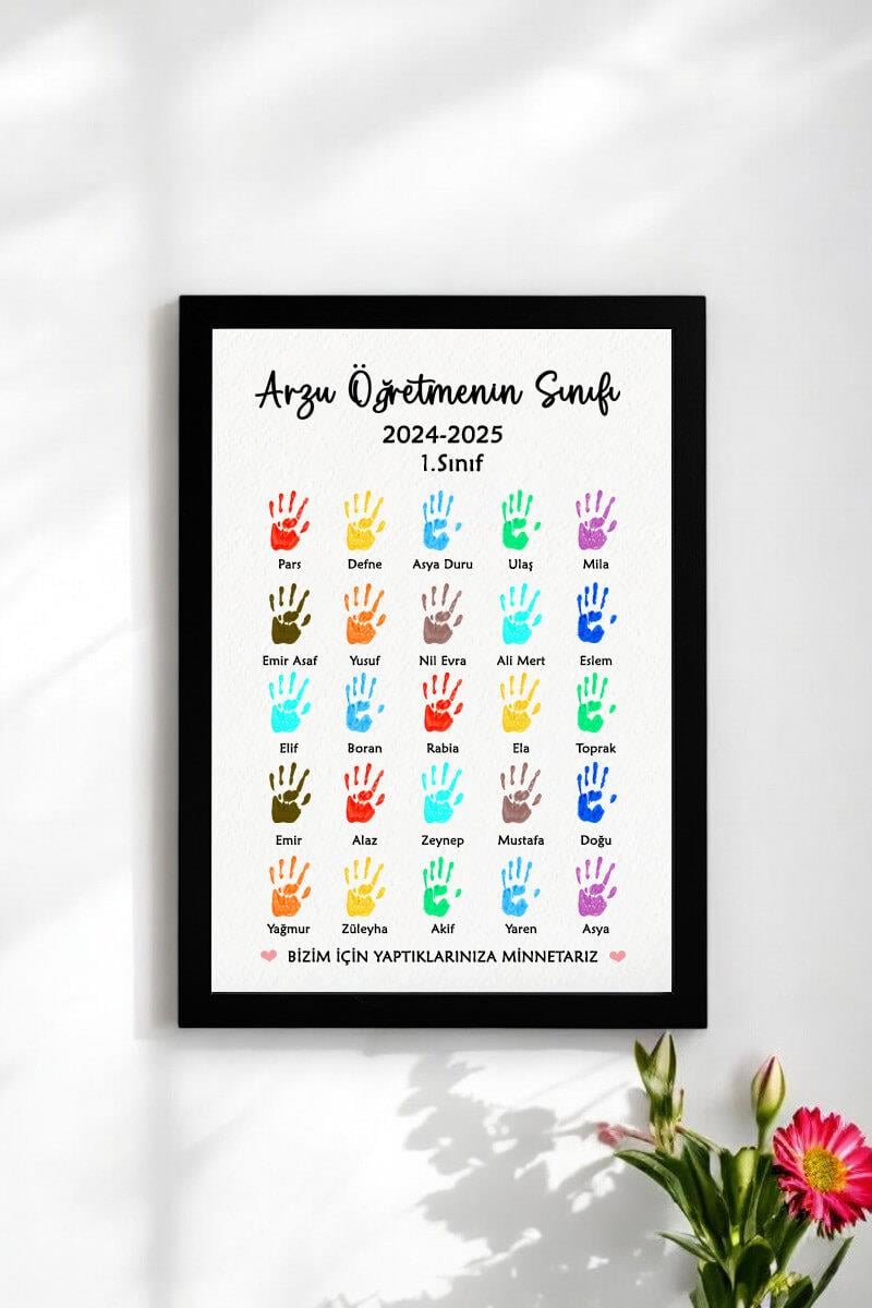 Öğretmenler Günü Hediyesi Öğretmen ve Öğrencileri İsimli Çerçeve