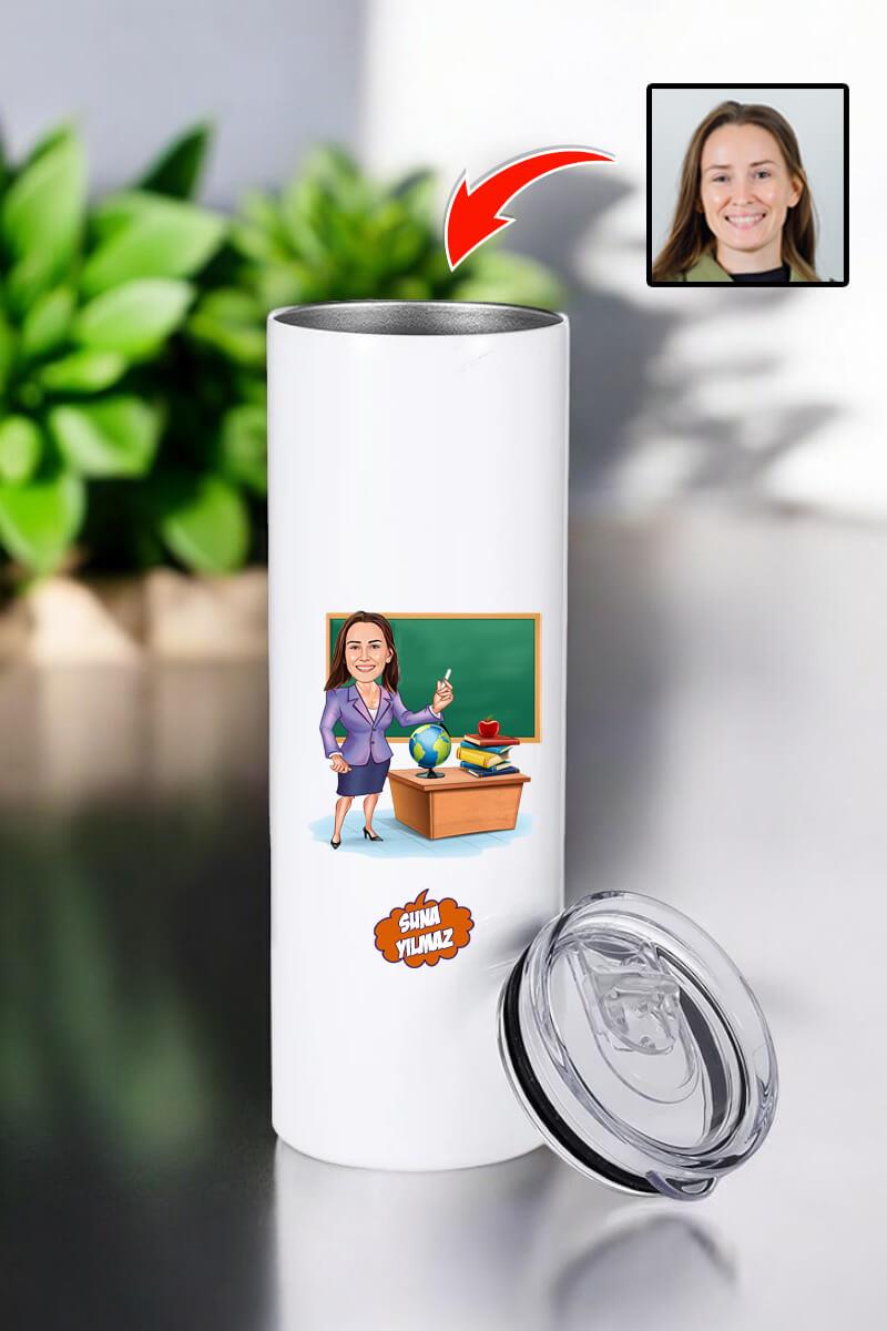 Öğretmenler Gününe Özel Pipetli Çelik Termos Bardak
