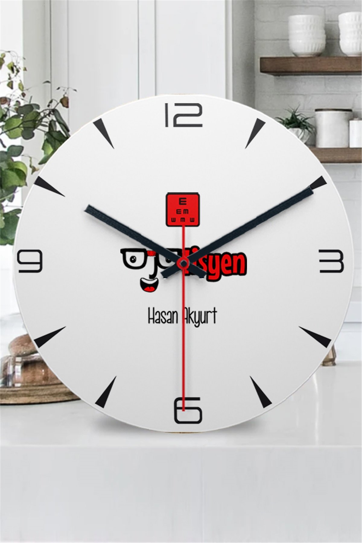 Optisyen Ahşap Duvar Saati