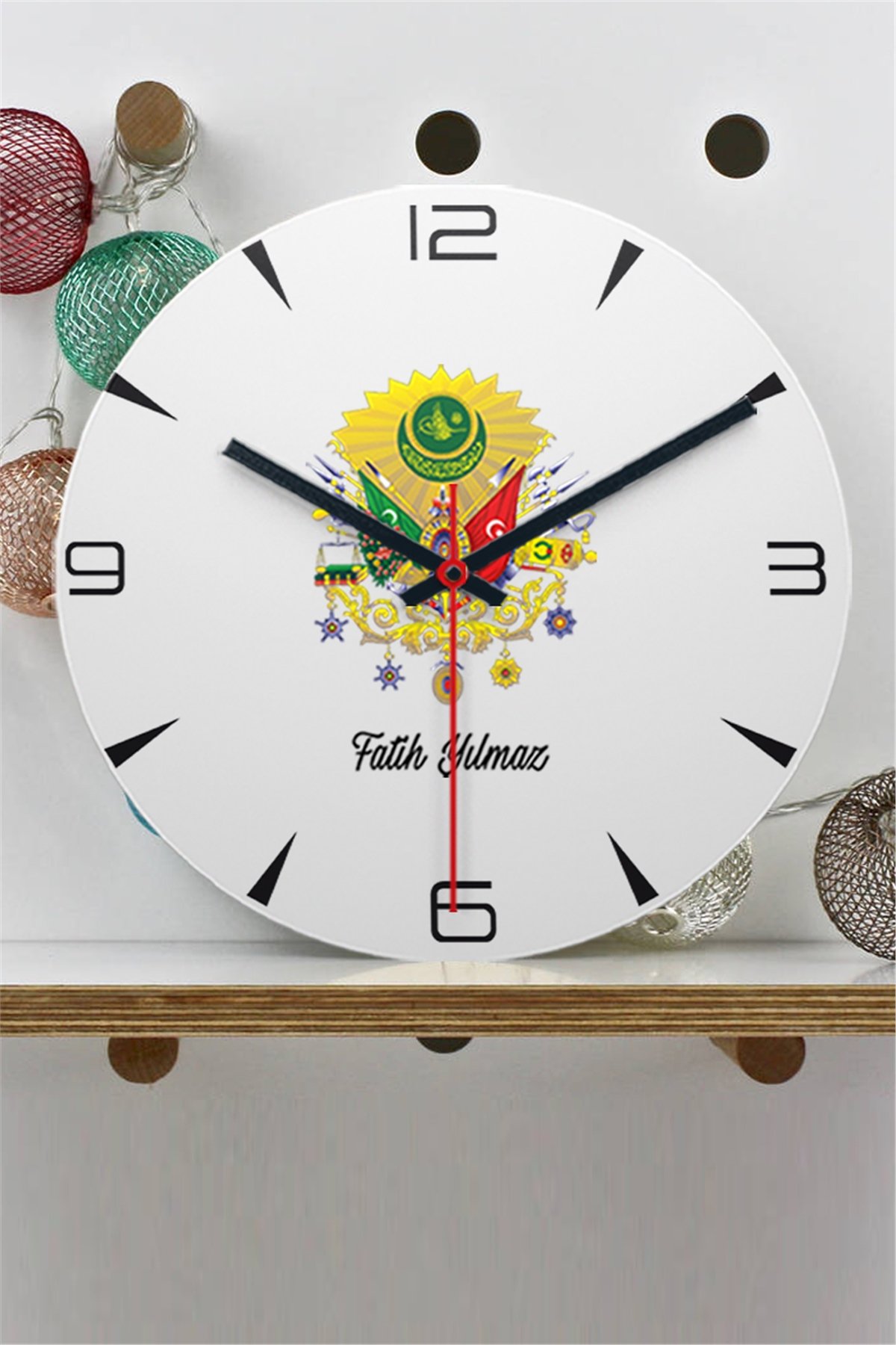 Osmanlı Armalı İsme Özel Ahşap Duvar Saati
