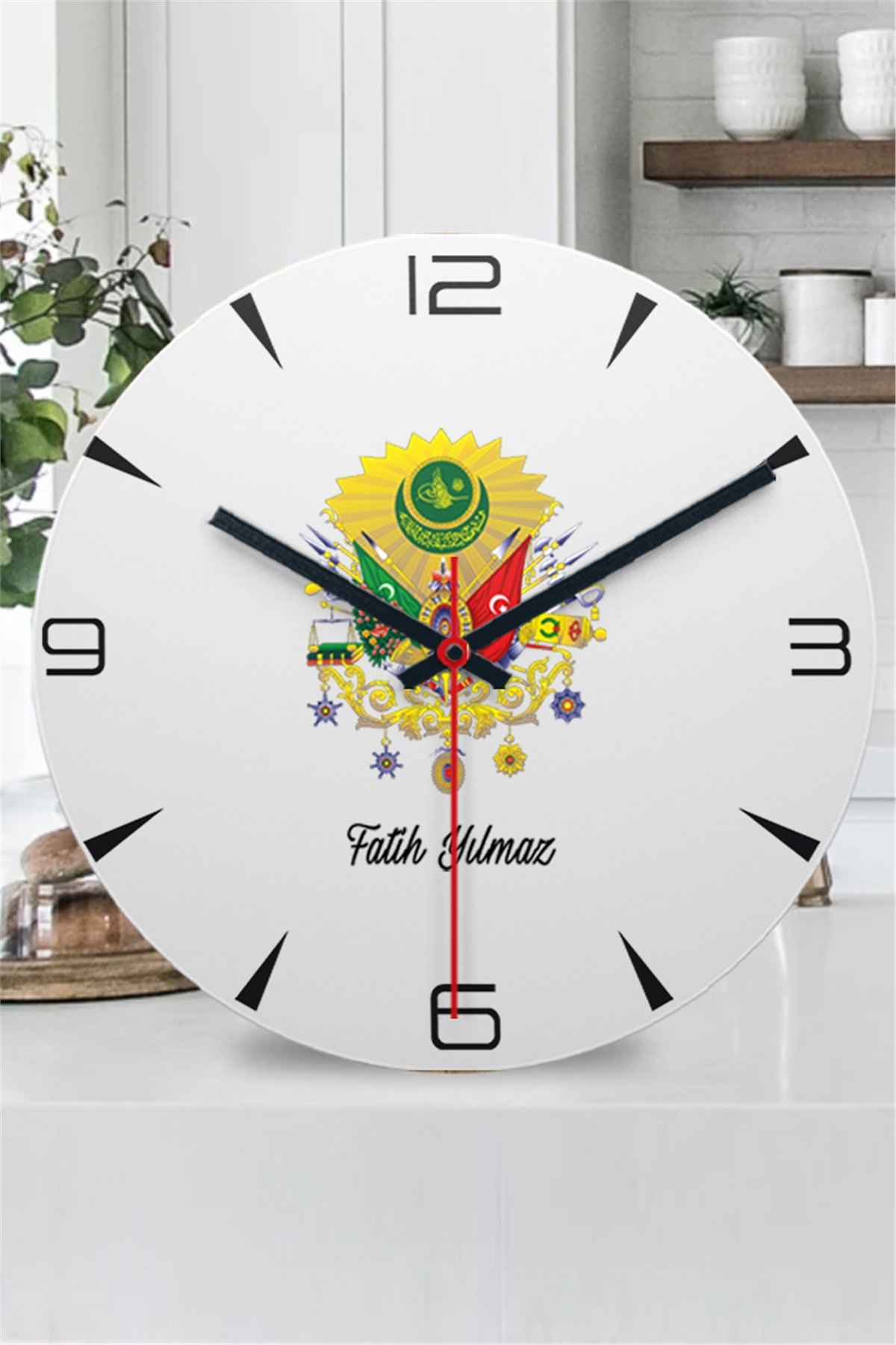 Osmanlı Armalı İsme Özel Ahşap Duvar Saati