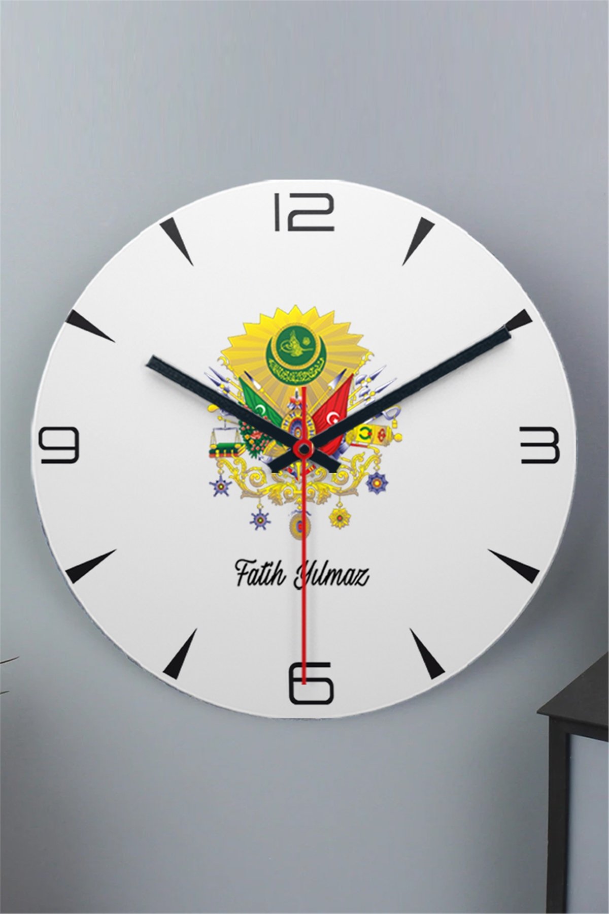 Osmanlı Armalı İsme Özel Ahşap Duvar Saati