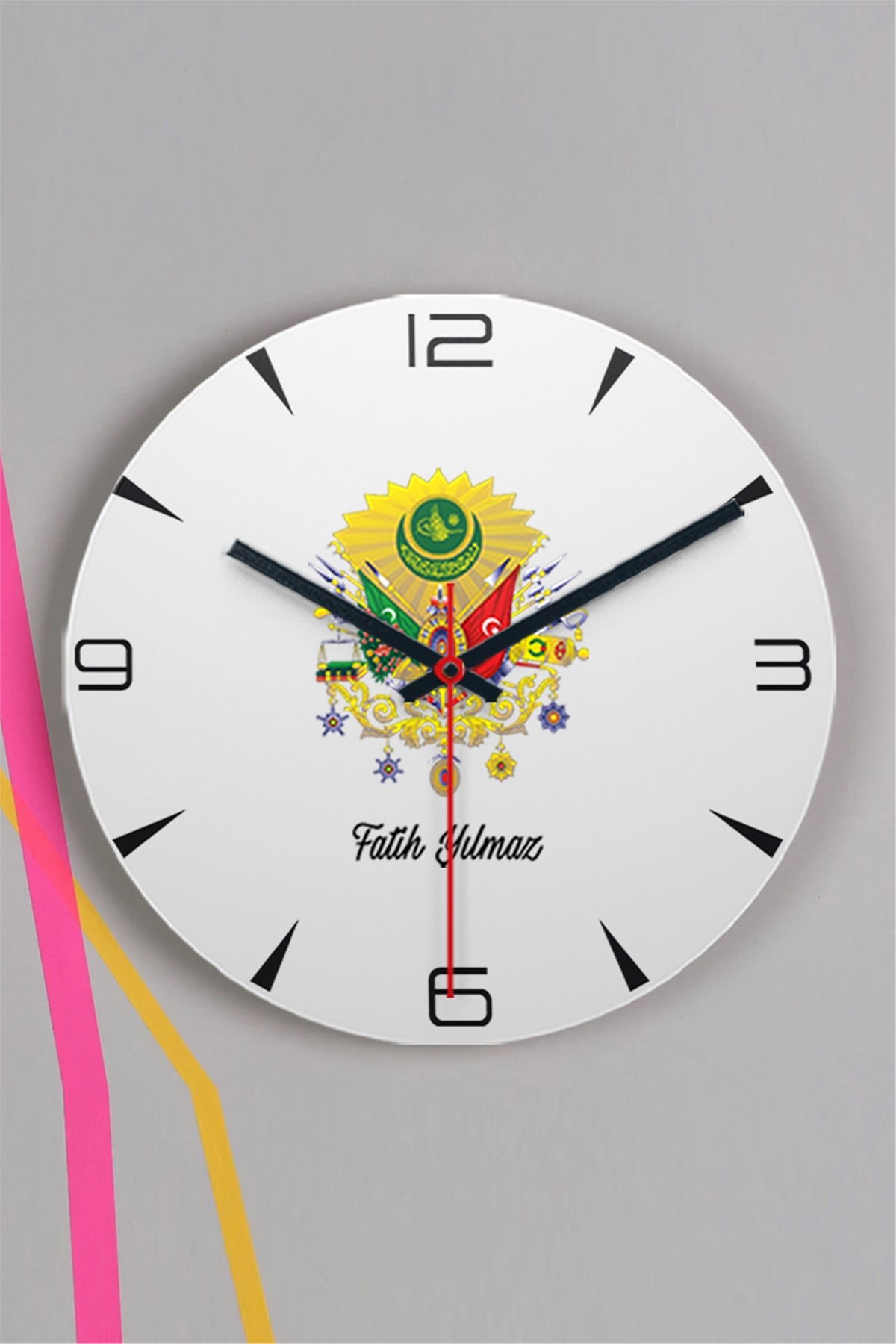 Osmanlı Armalı İsme Özel Ahşap Duvar Saati