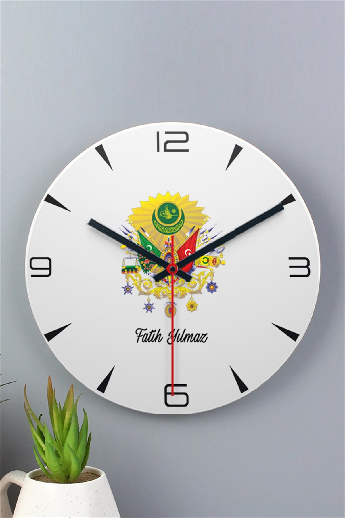 Osmanlı Armalı İsme Özel Ahşap Duvar Saati