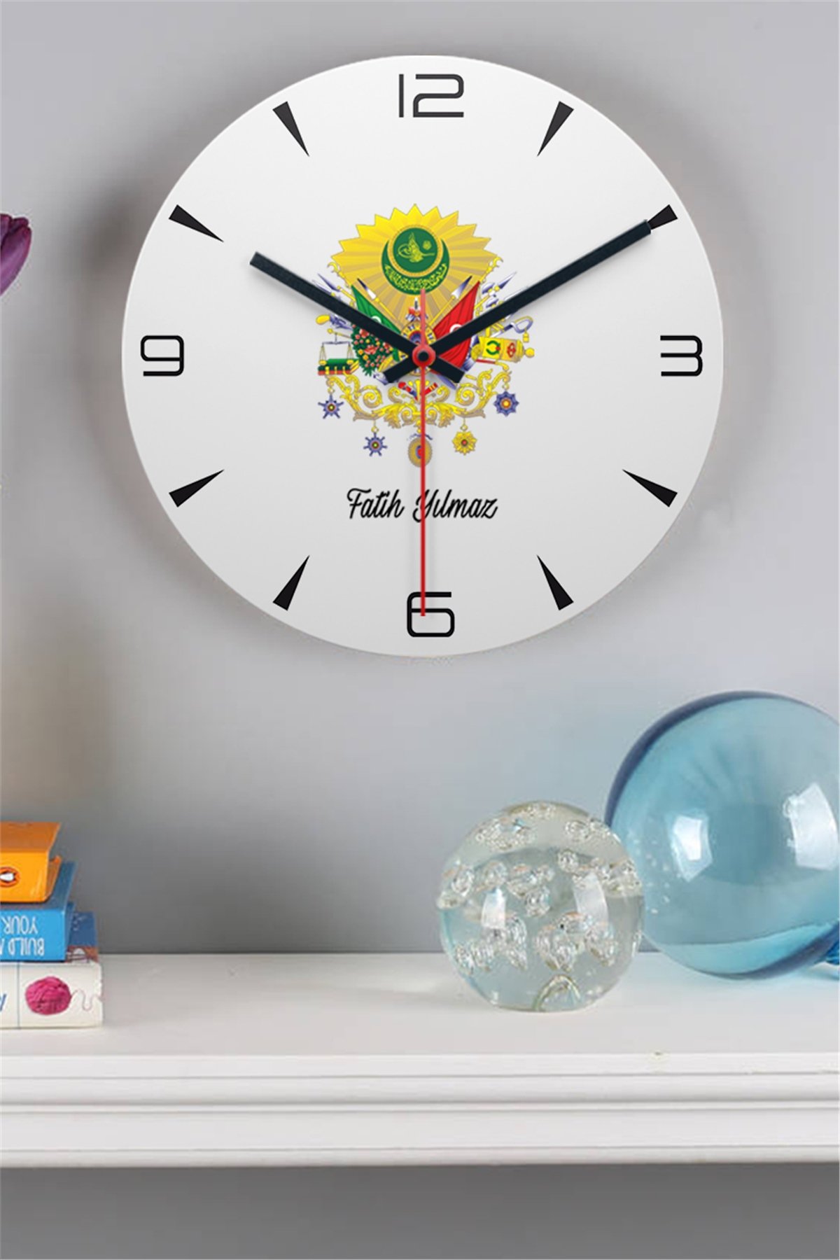 Osmanlı Armalı İsme Özel Ahşap Duvar Saati