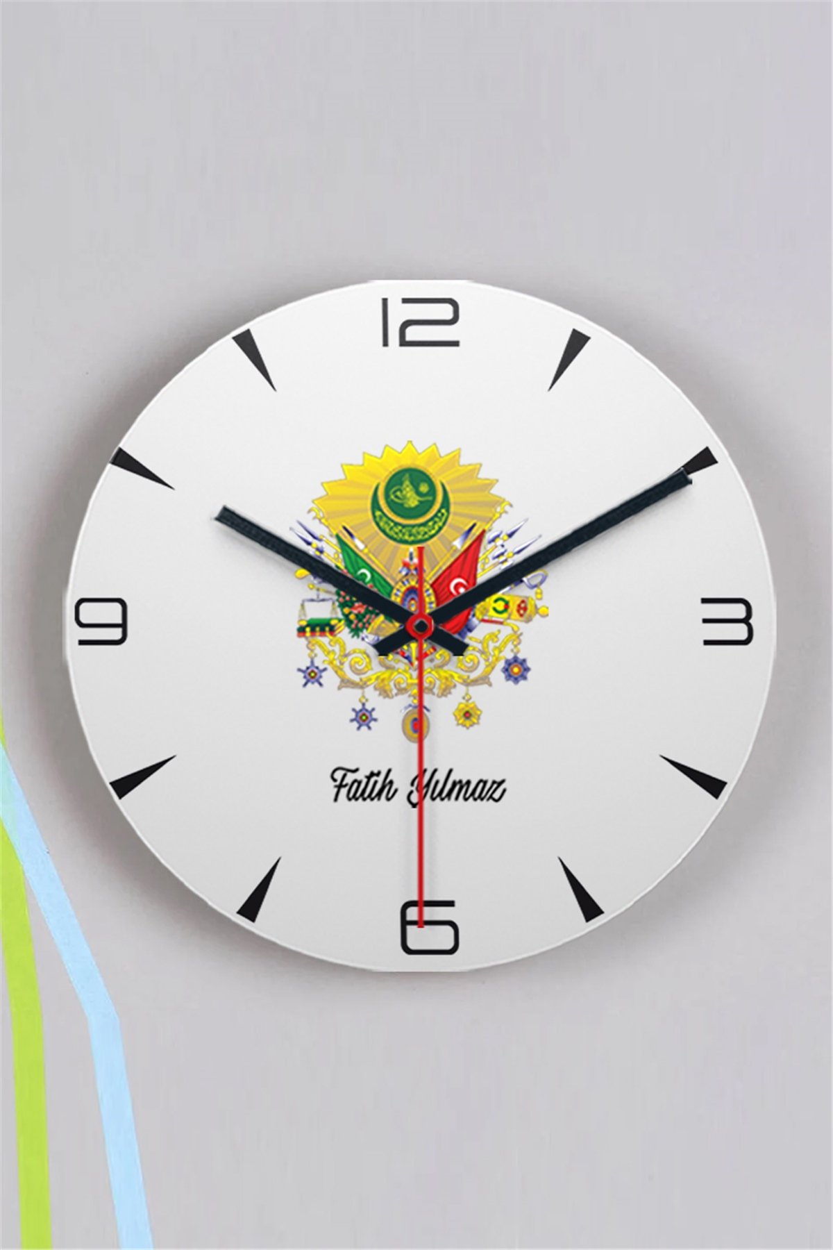 Osmanlı Armalı İsme Özel Ahşap Duvar Saati